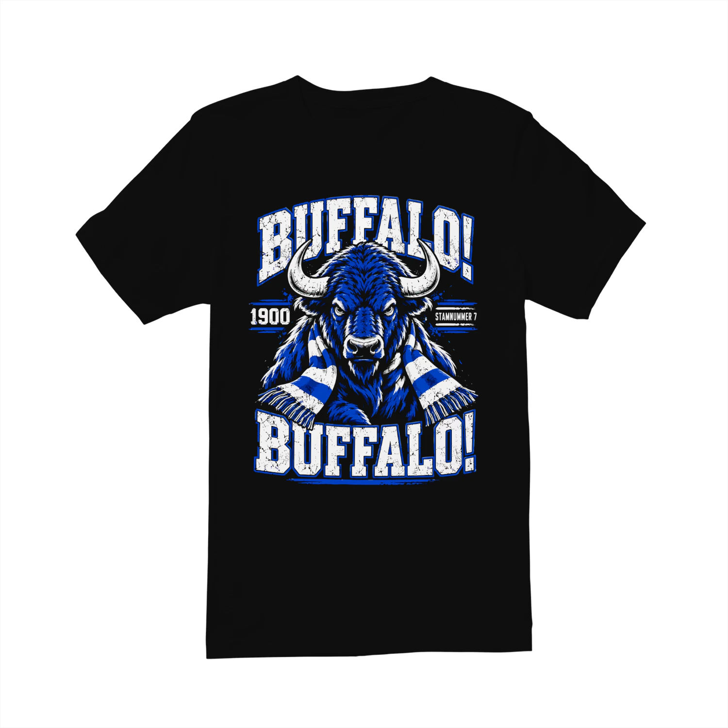 Buffalo Gent 1900 T-Shirt – Blauw Wit Supporter Shirt Stamnummer 7