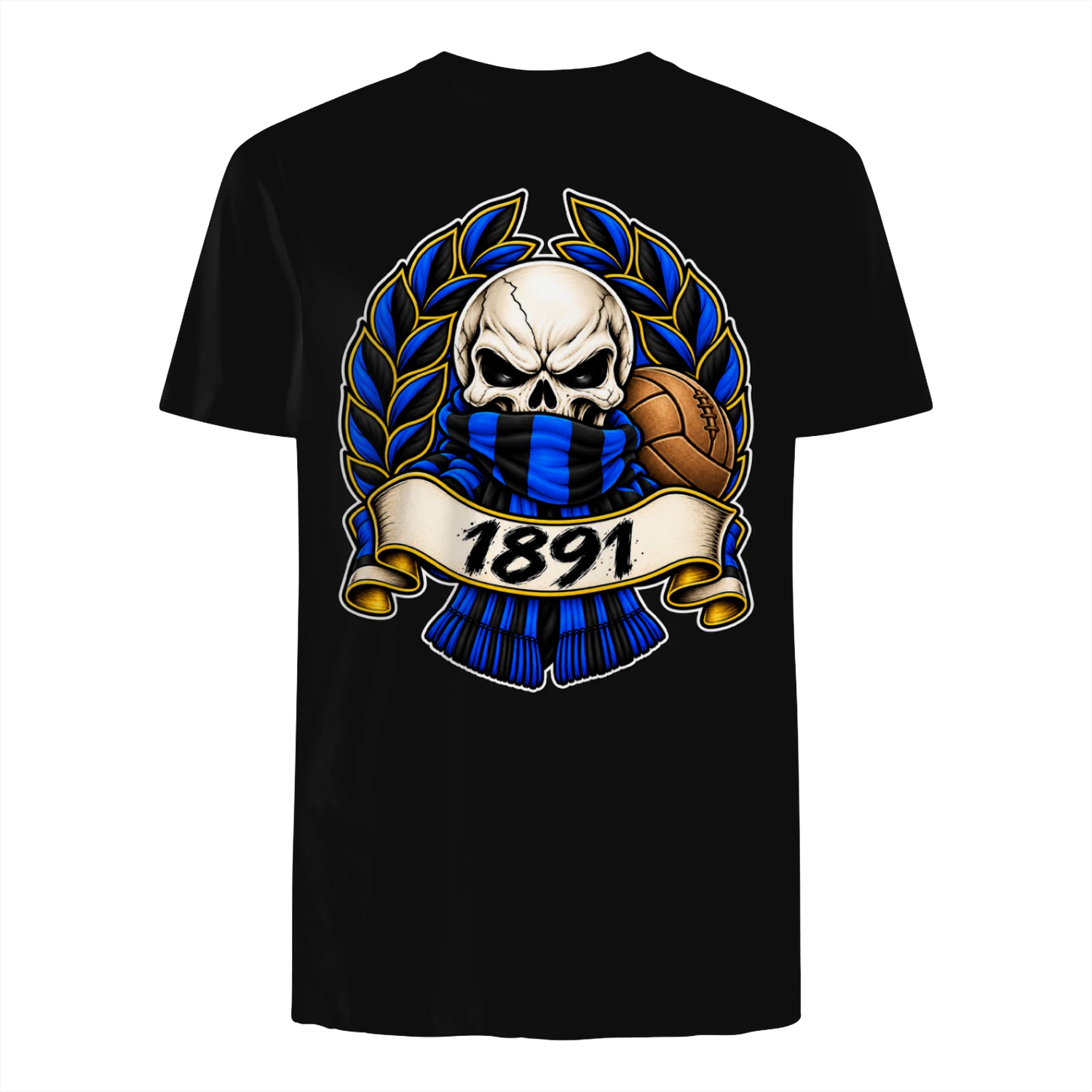Blauw-Zwart 1891 Skull Supporter T-Shirt Football Fan Shirt