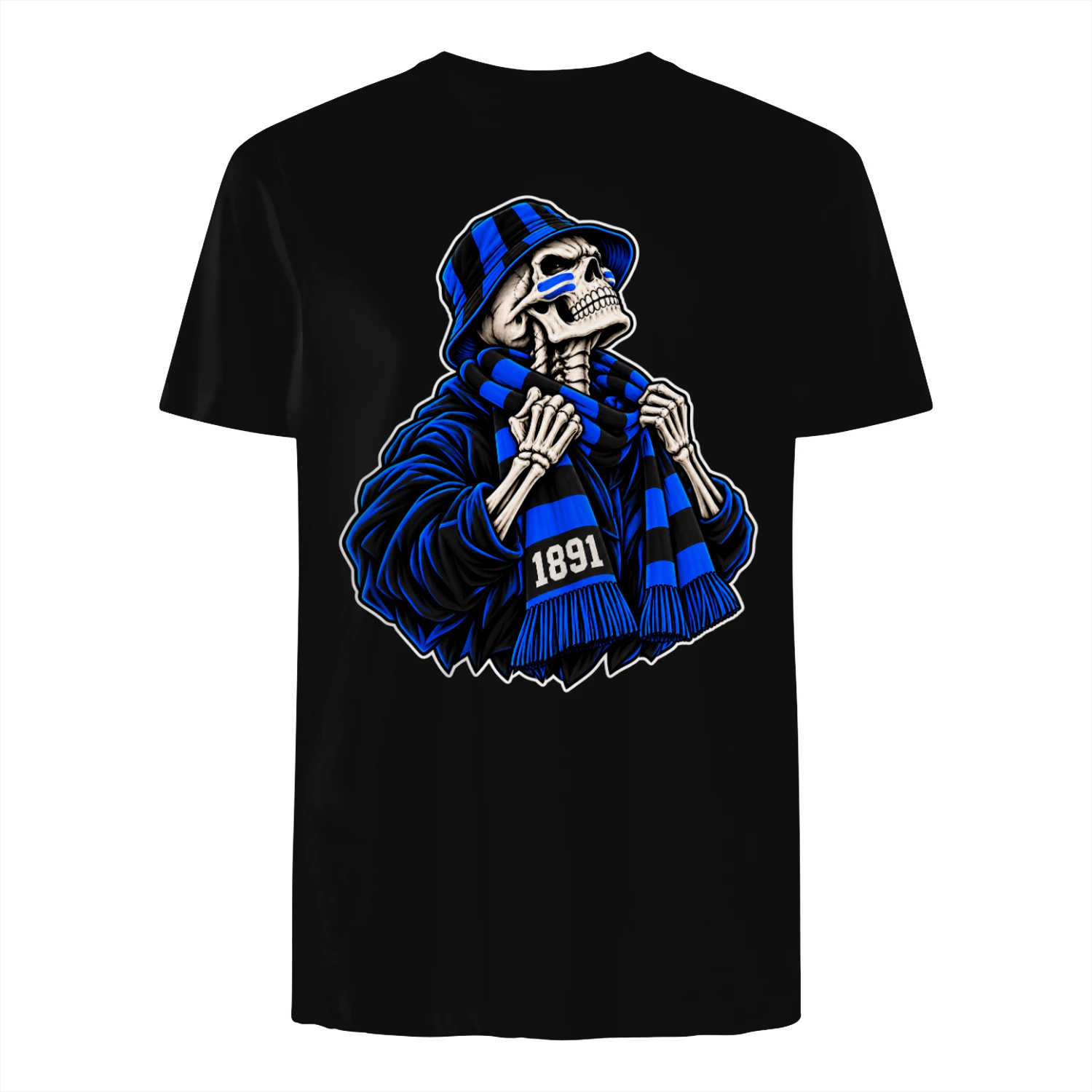 Blauw-Zwart Skeleton Supporter T-Shirt 1891 Football Fan Shirt