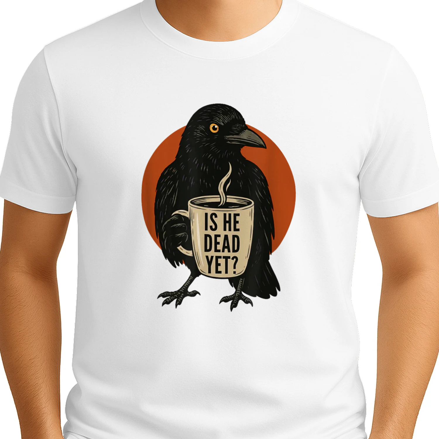 Is He Vintage Dead Yet Dark Crow Raven Bird Humor Retro