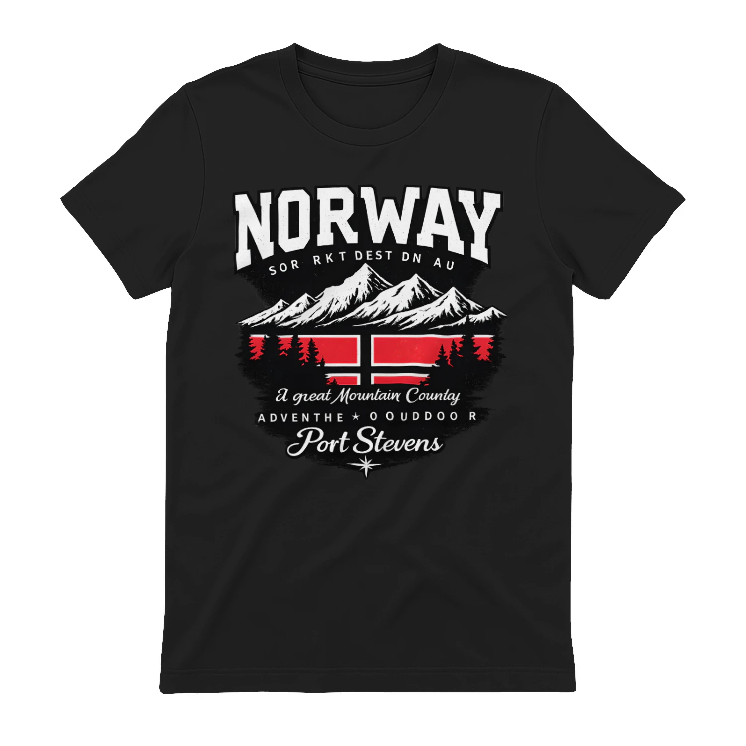 Norway Mountain Adventure T-Shirt – Vintage Norwegian Flag Hiking Tee for Outdoor Explorers & Nature Lovers