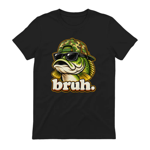 Bruh Bass Fish Sunglasses Funny Fishing T-Shirt