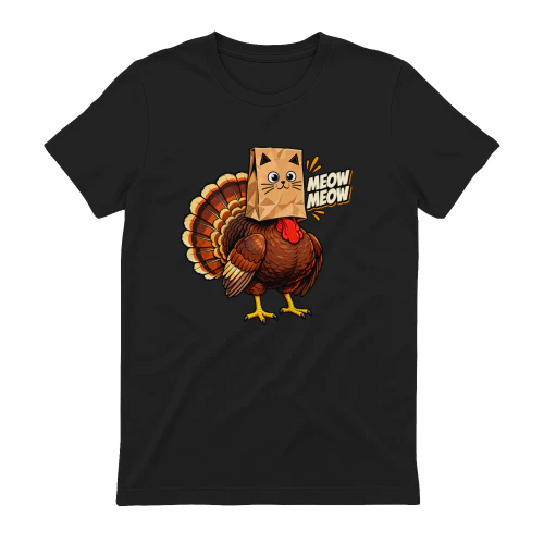 Meow Funny Turkey Disguise Thanksgiving T-Shirt