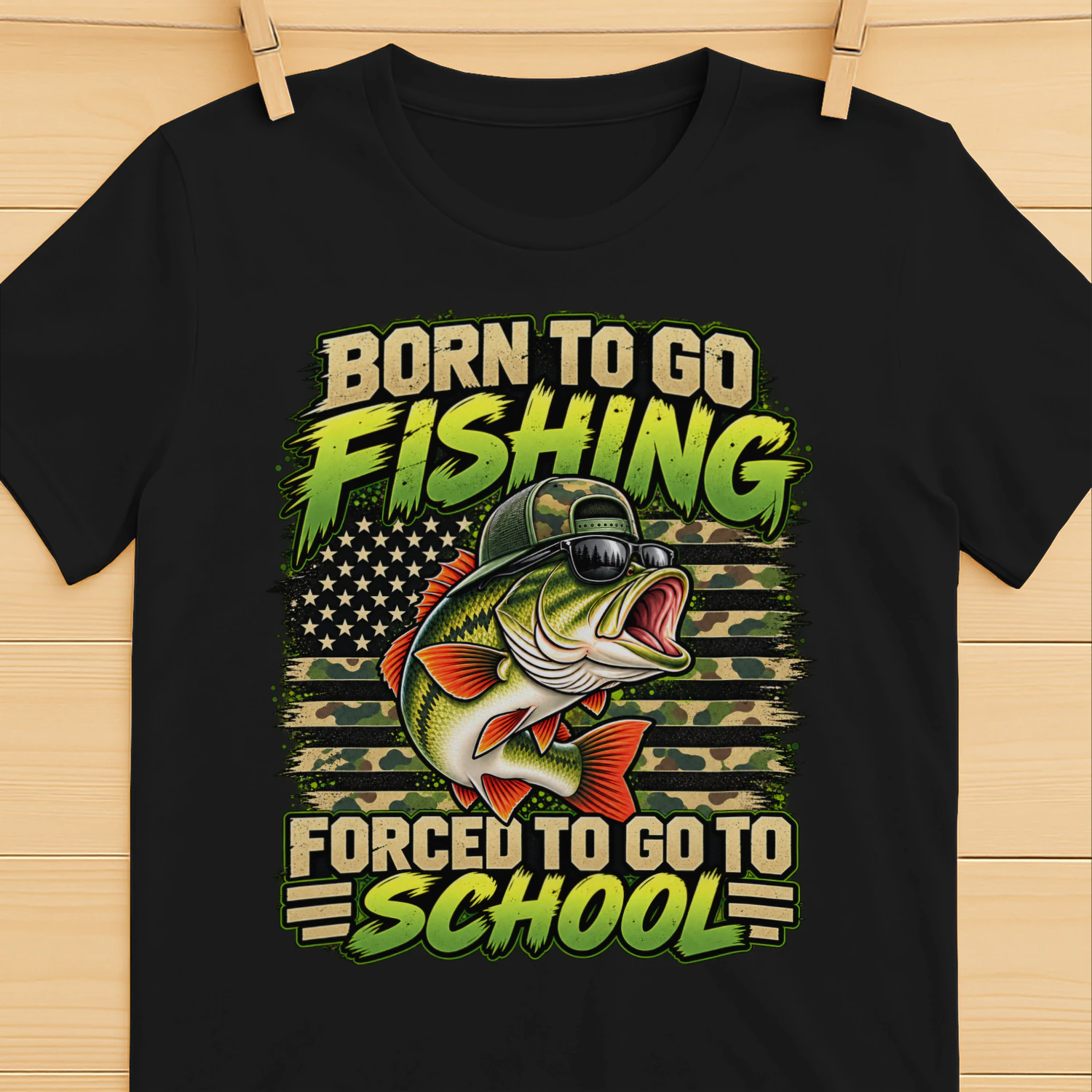Born to Go Fishing Forced to Go to School T-Shirt