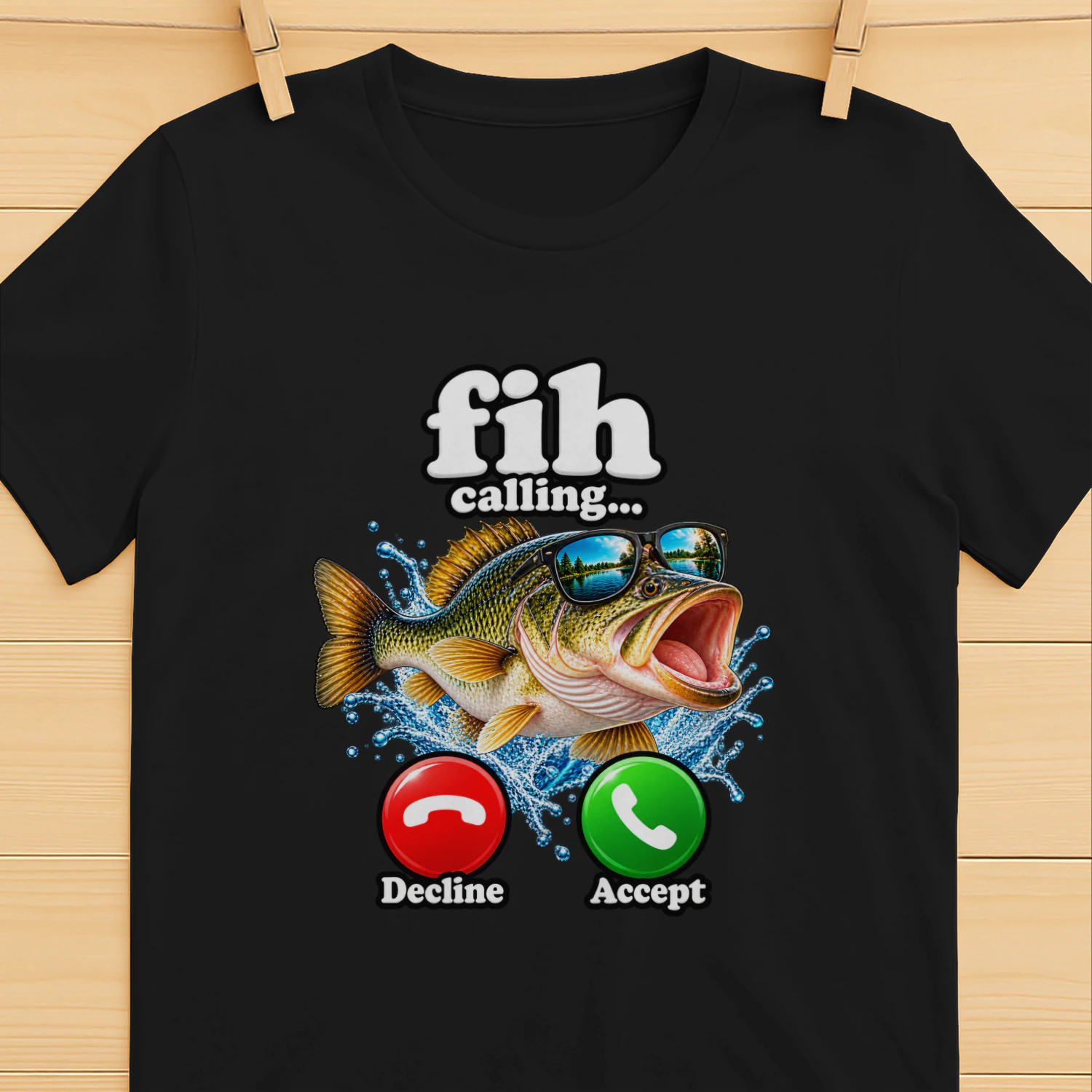 Fish Calling Funny Bass Fishing T-Shirt