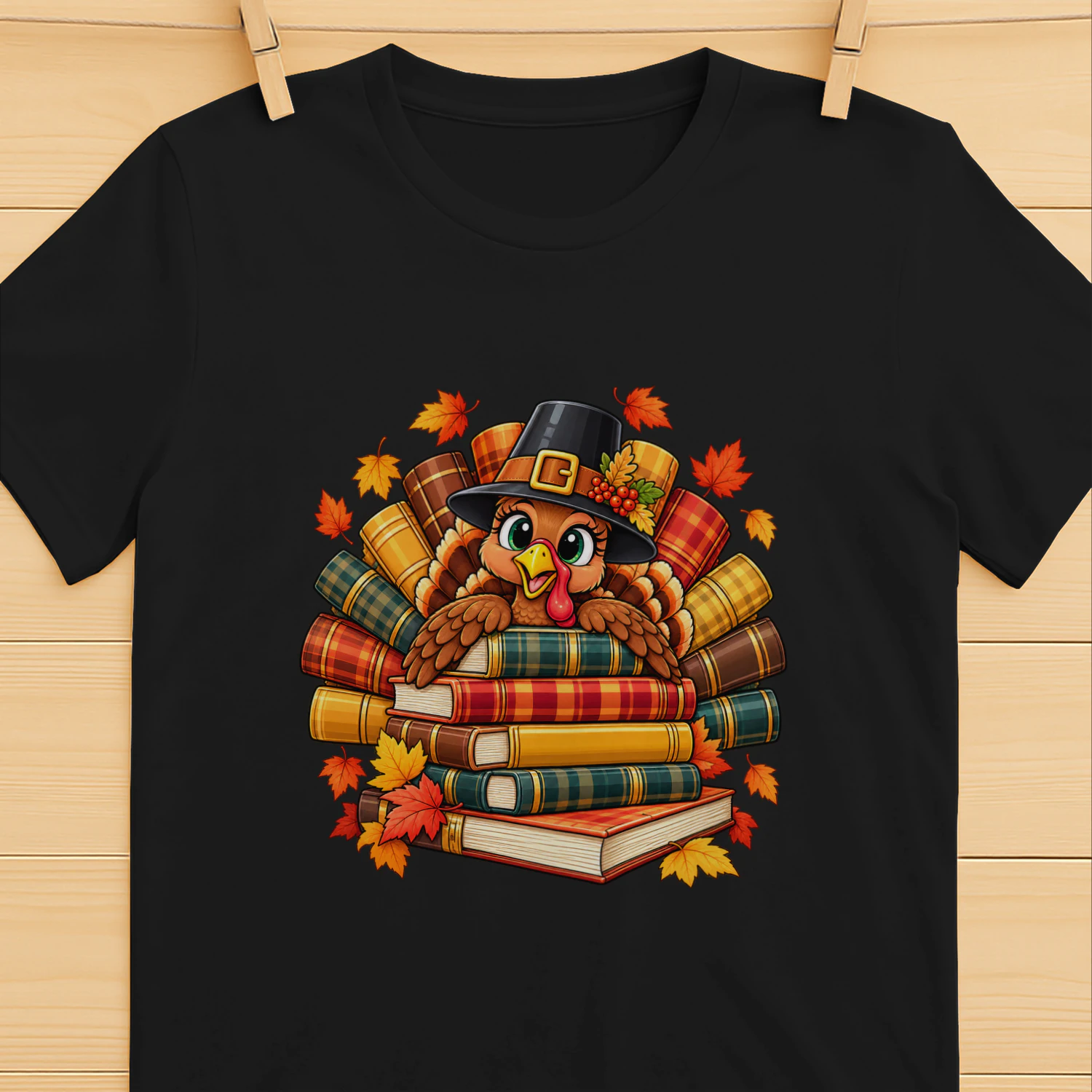Book Lover Turkey Thanksgiving Teacher T-Shirt