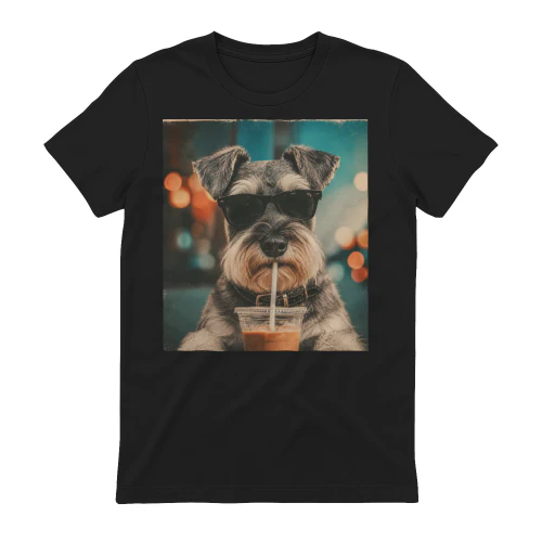 Vintage Schnauzer Drinking Coffee