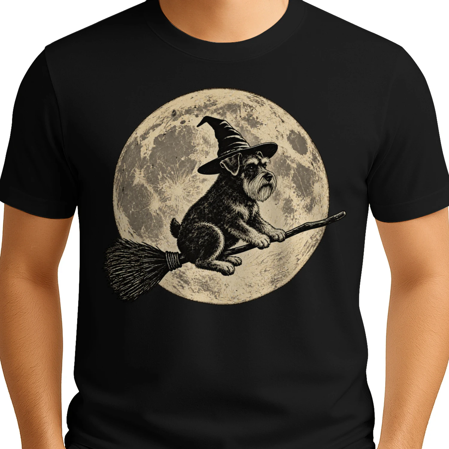 Witchy Schnauzer Moon Engraving