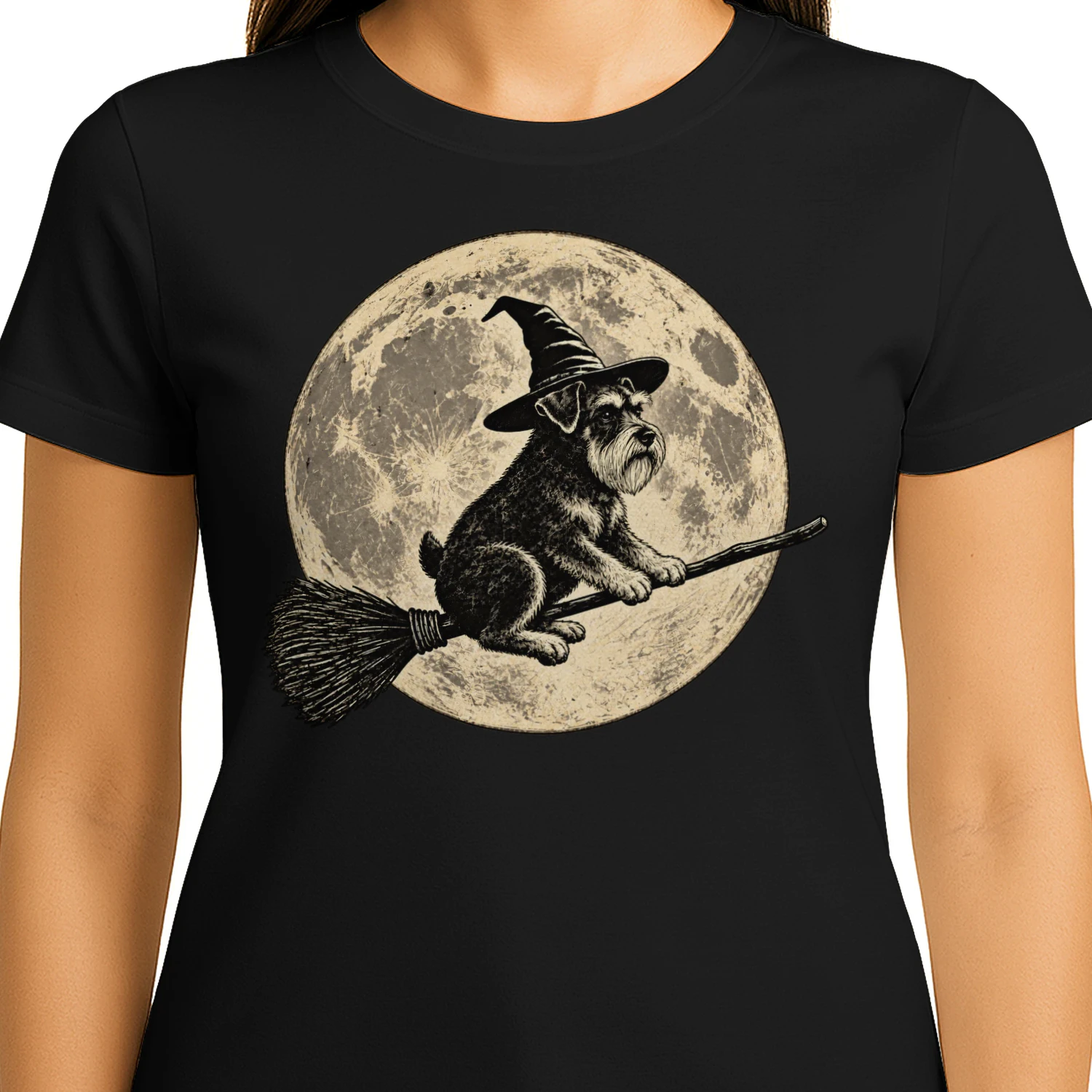 Witchy Schnauzer Moon Engraving