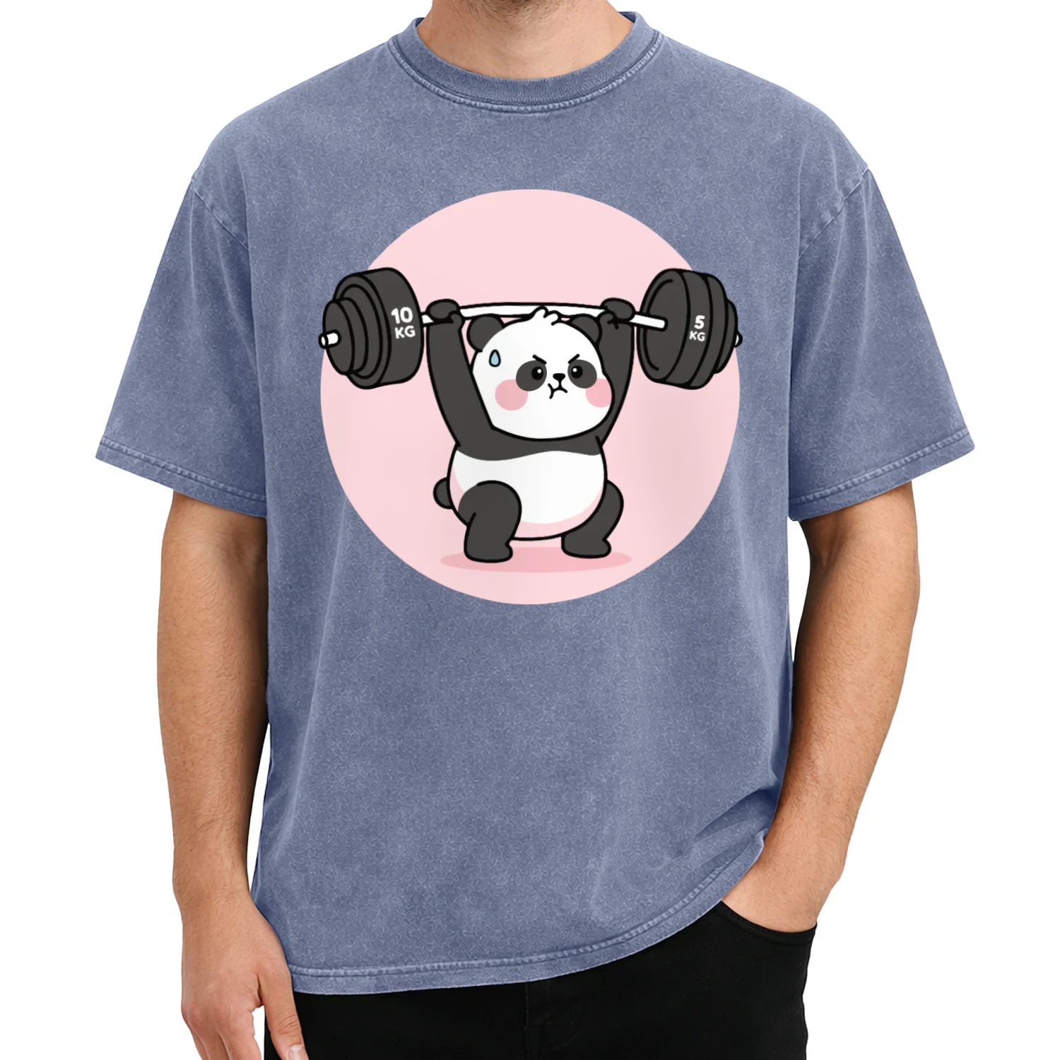 Panda Lifting Barbell Funny Gym