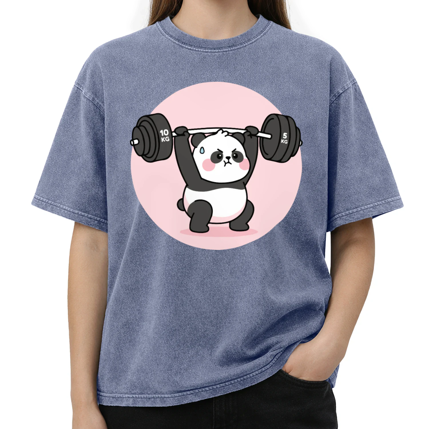 Panda Lifting Barbell Funny Gym