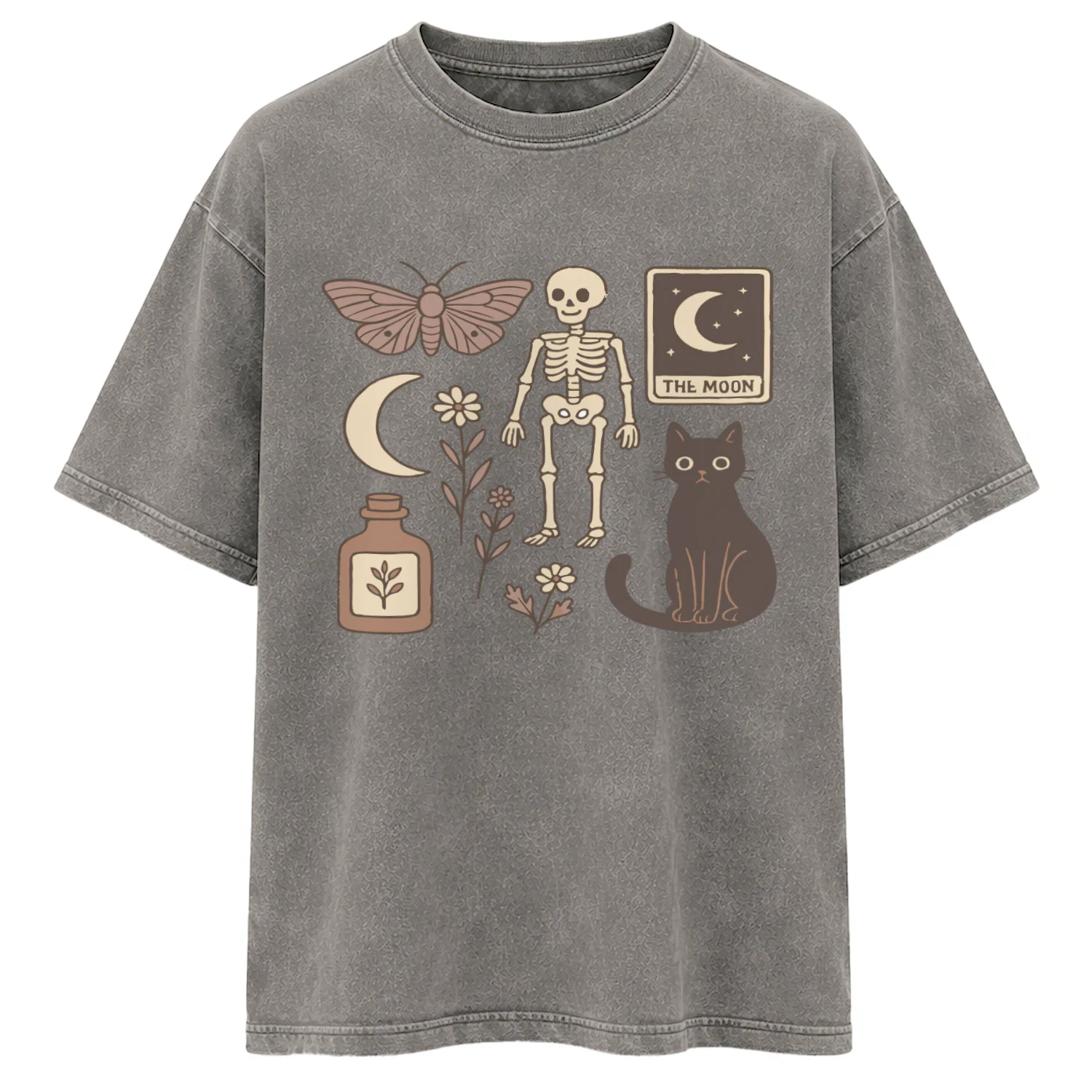 The Moon Witchy Skeleton & Black Cat Graphic Design