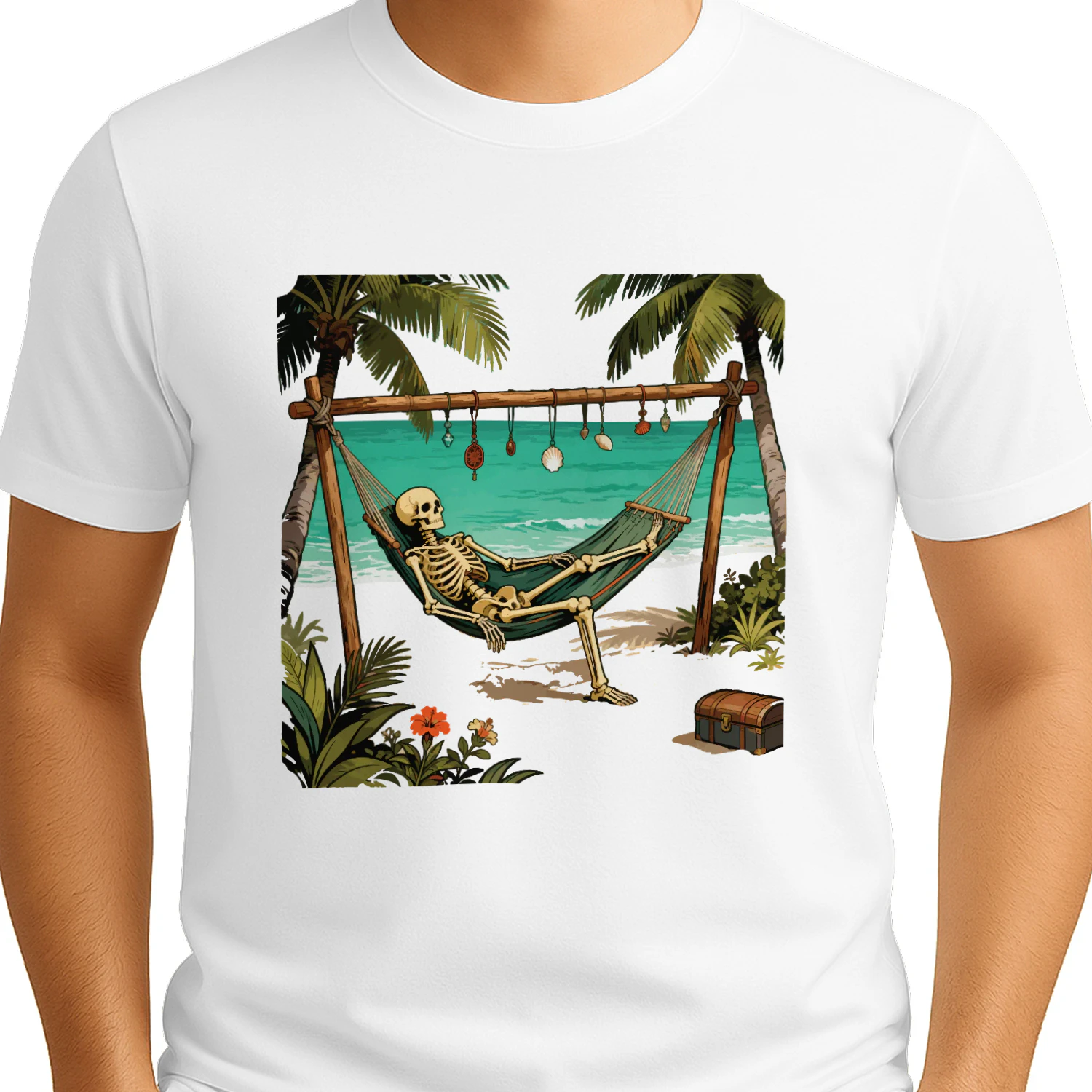 Skeleton Beach Vacation Oversized Tee 
