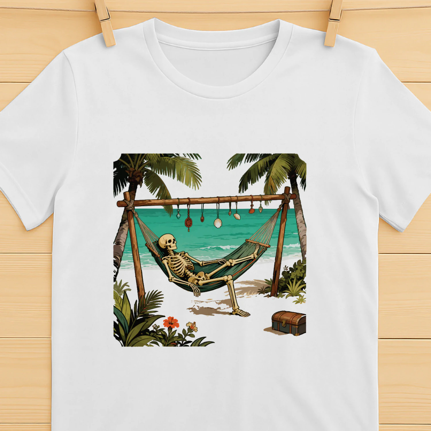 Skeleton Beach Vacation Oversized Tee 