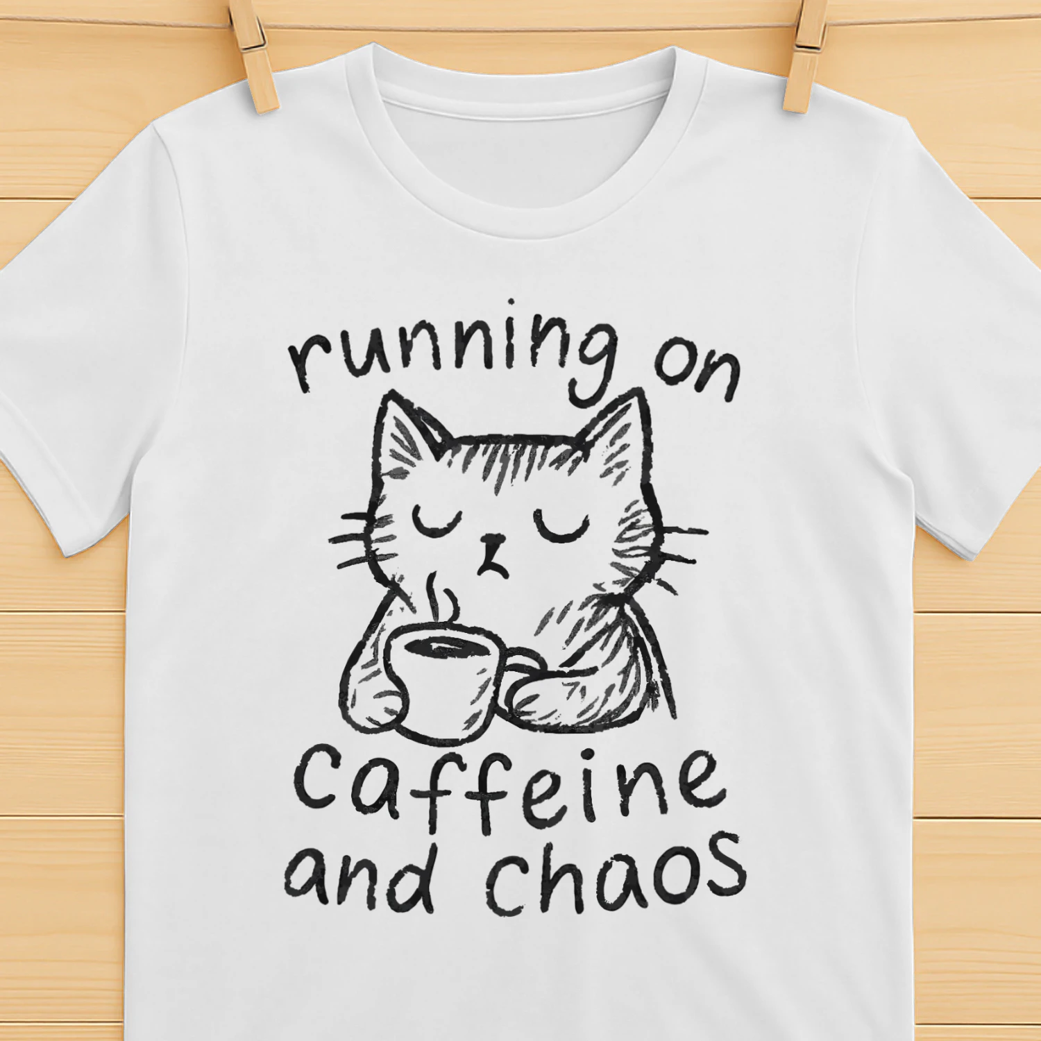 Running on Caffeine and Chaos - Funny Cat Lover Design