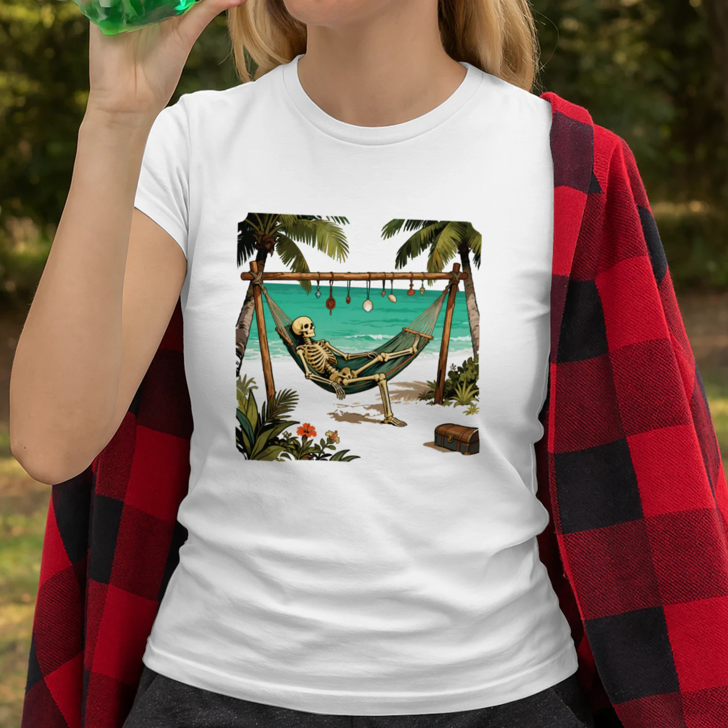 Skeleton Beach Vacation Oversized Tee 