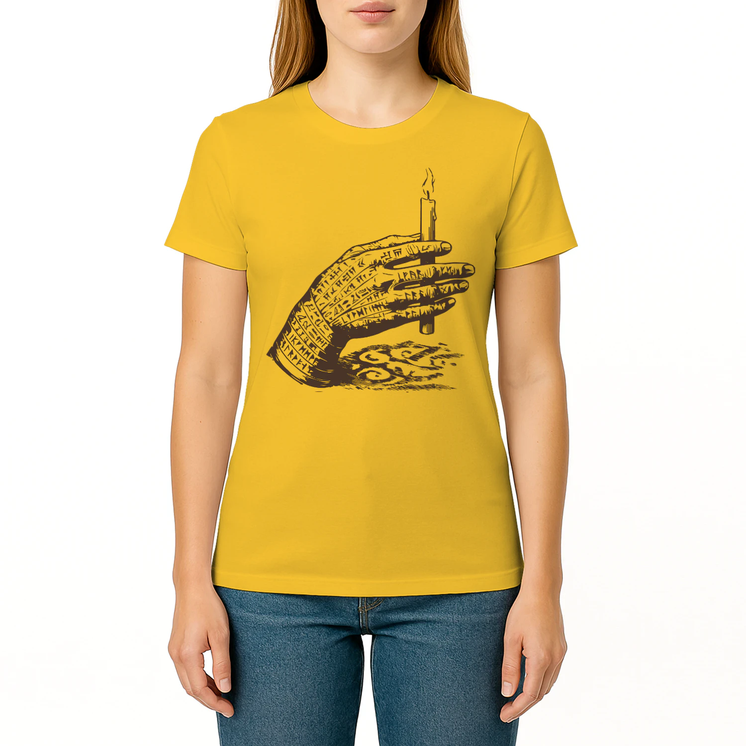 Hand Holding Candle - Gothic Line Art