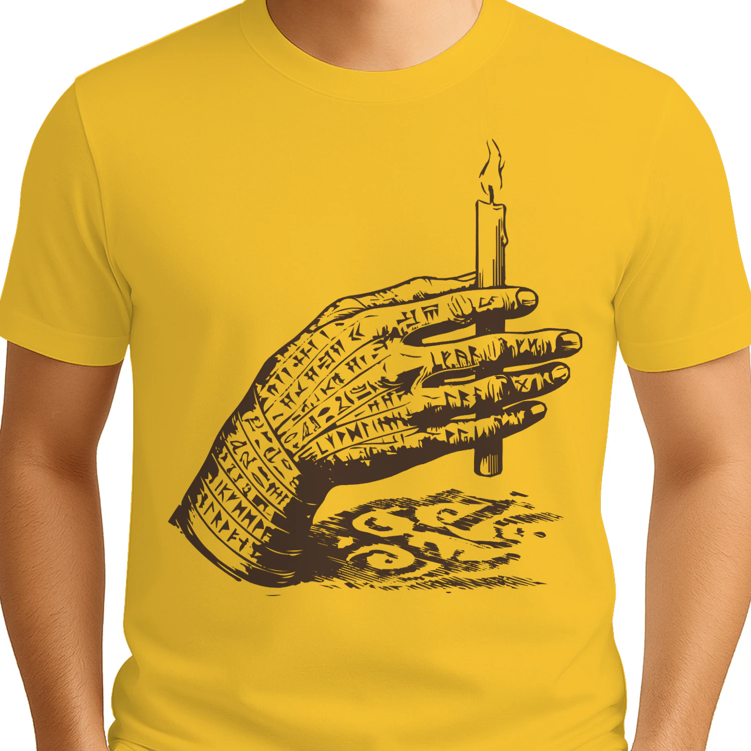 Hand Holding Candle - Gothic Line Art