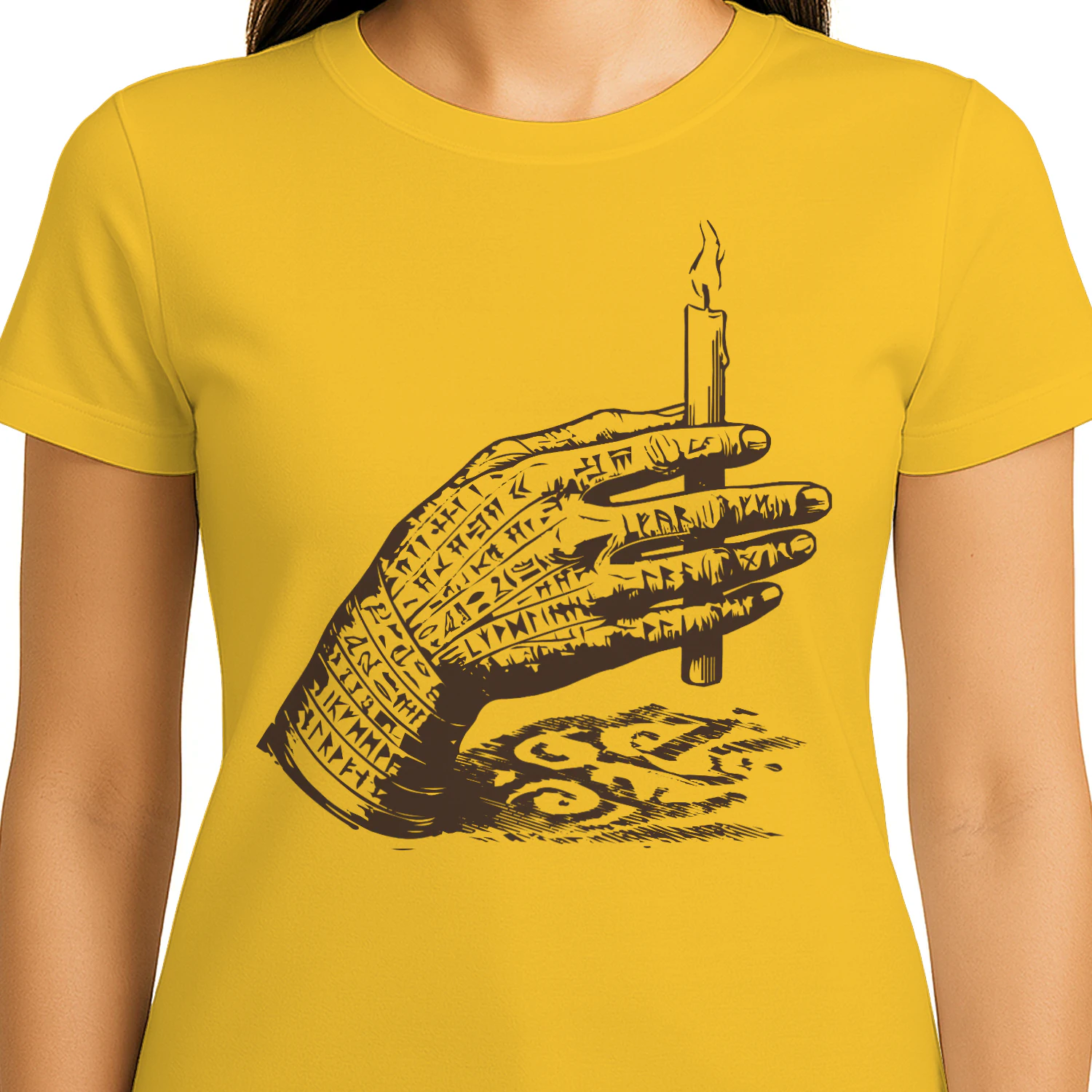 Hand Holding Candle - Gothic Line Art