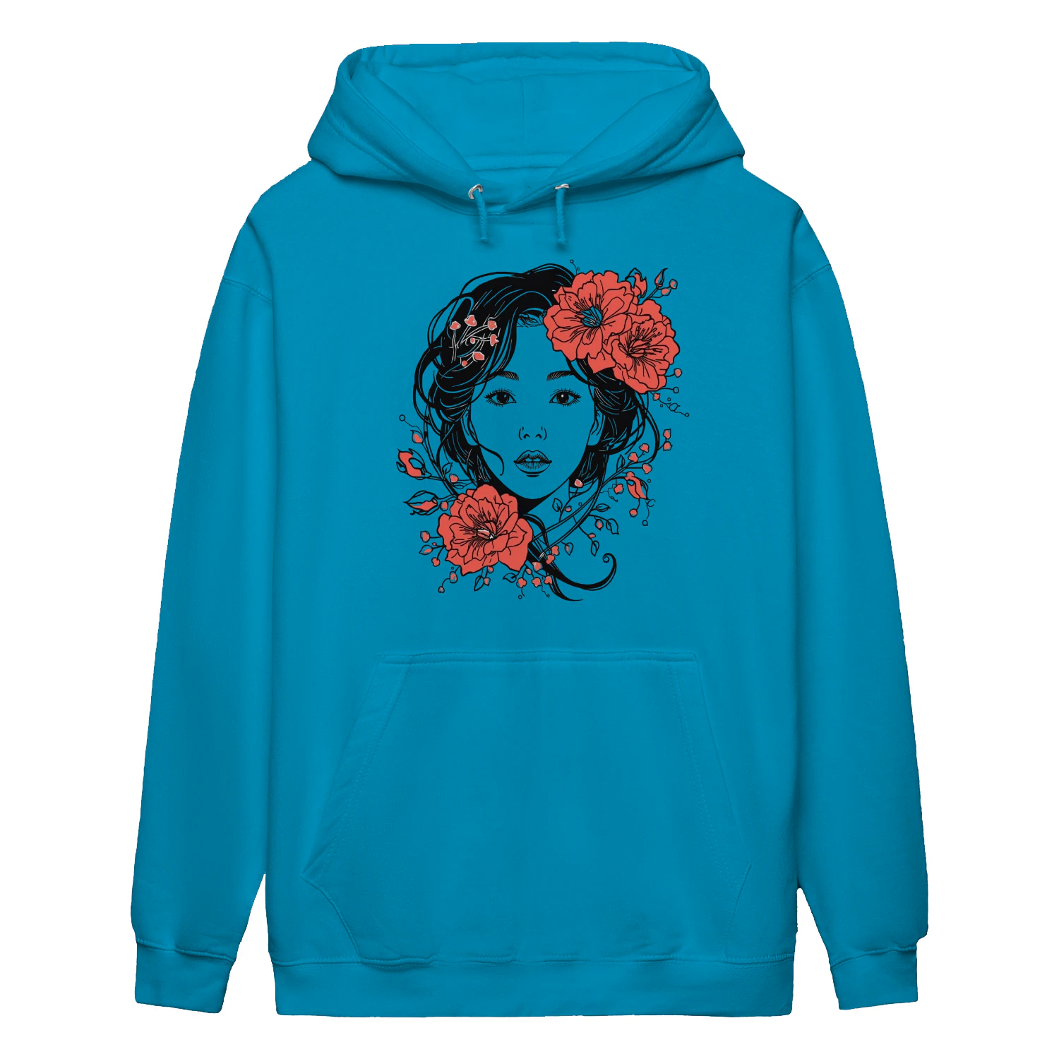 Floral Line Art Portrait Hoodie