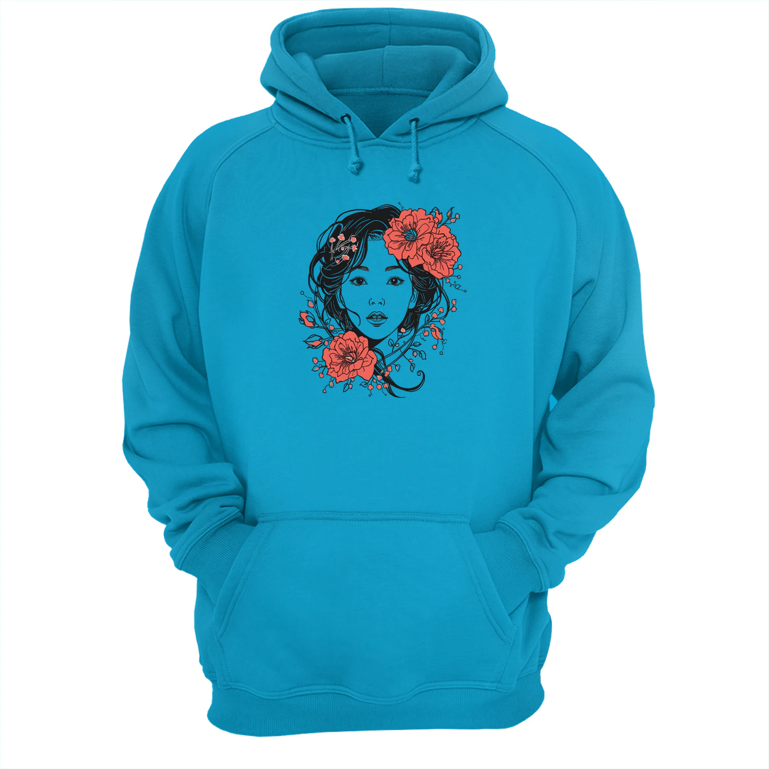 Floral Line Art Portrait Hoodie