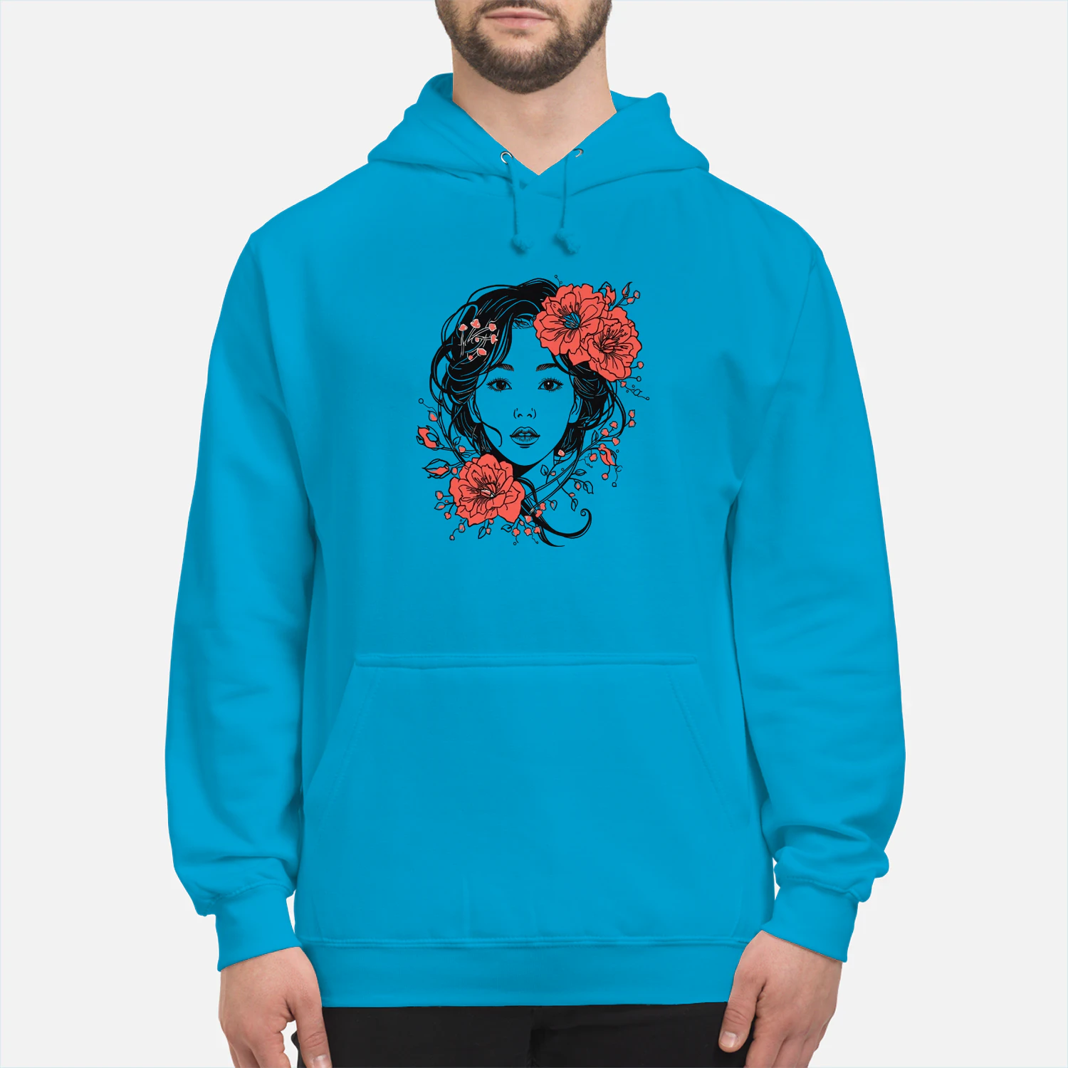 Floral Line Art Portrait Hoodie