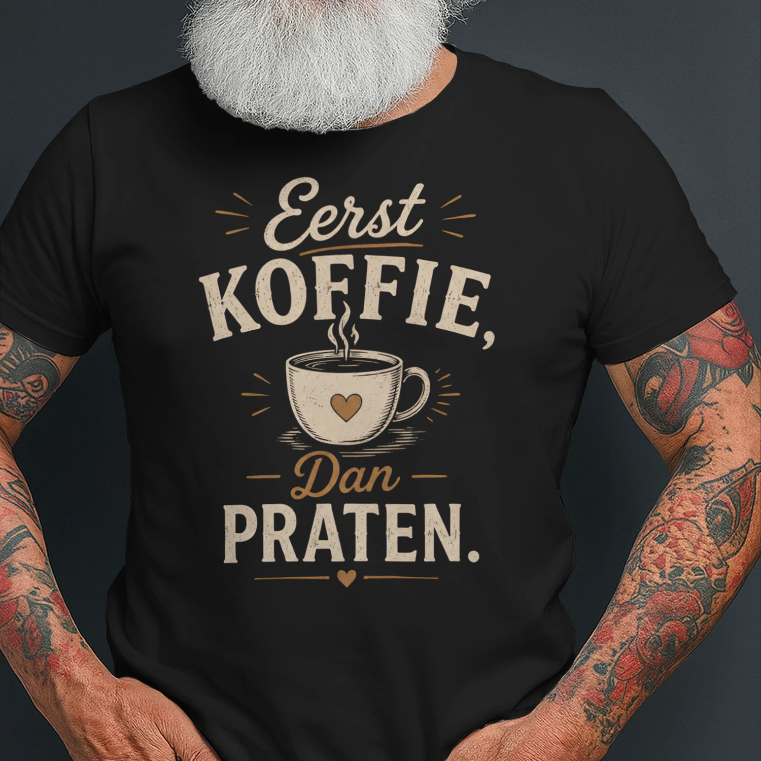 Eerst Koffie, Dan Praten – Grappig Koffie T-Shirt | Vintage Design