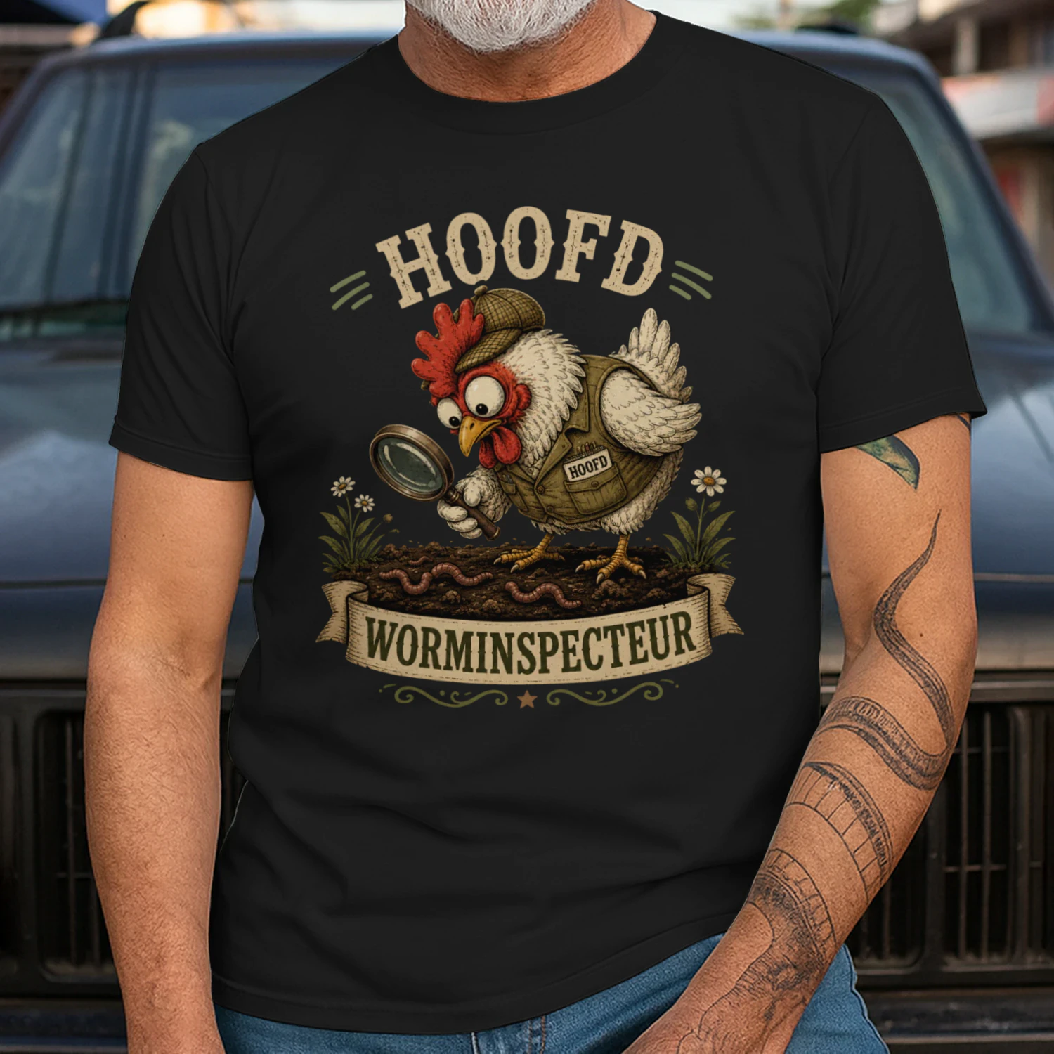Hoofd Worminspecteur – Grappig Kip T-Shirt voor Tuinliefhebbers
