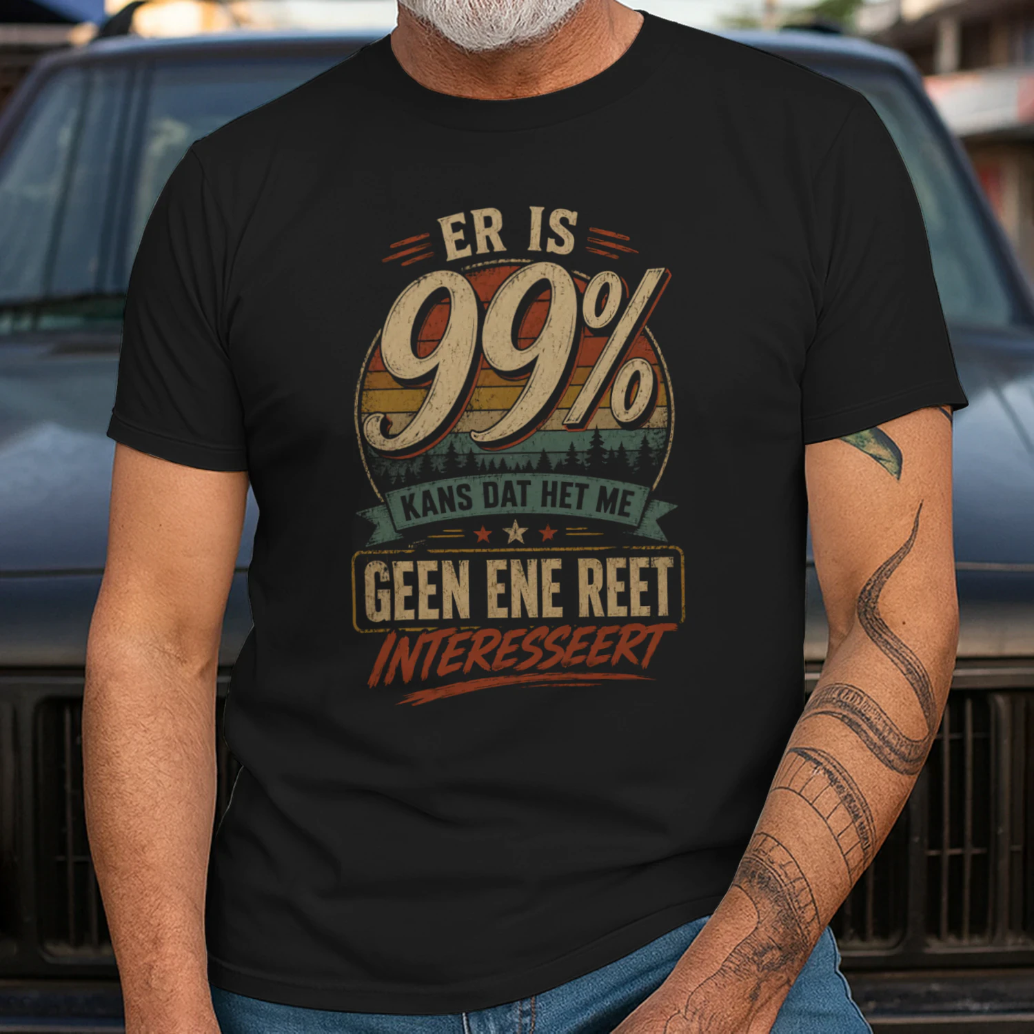 99% Kans Dat Het Me Geen Ene Reet Interesseert – Sarcastisch Dutch Humor T-Shirt