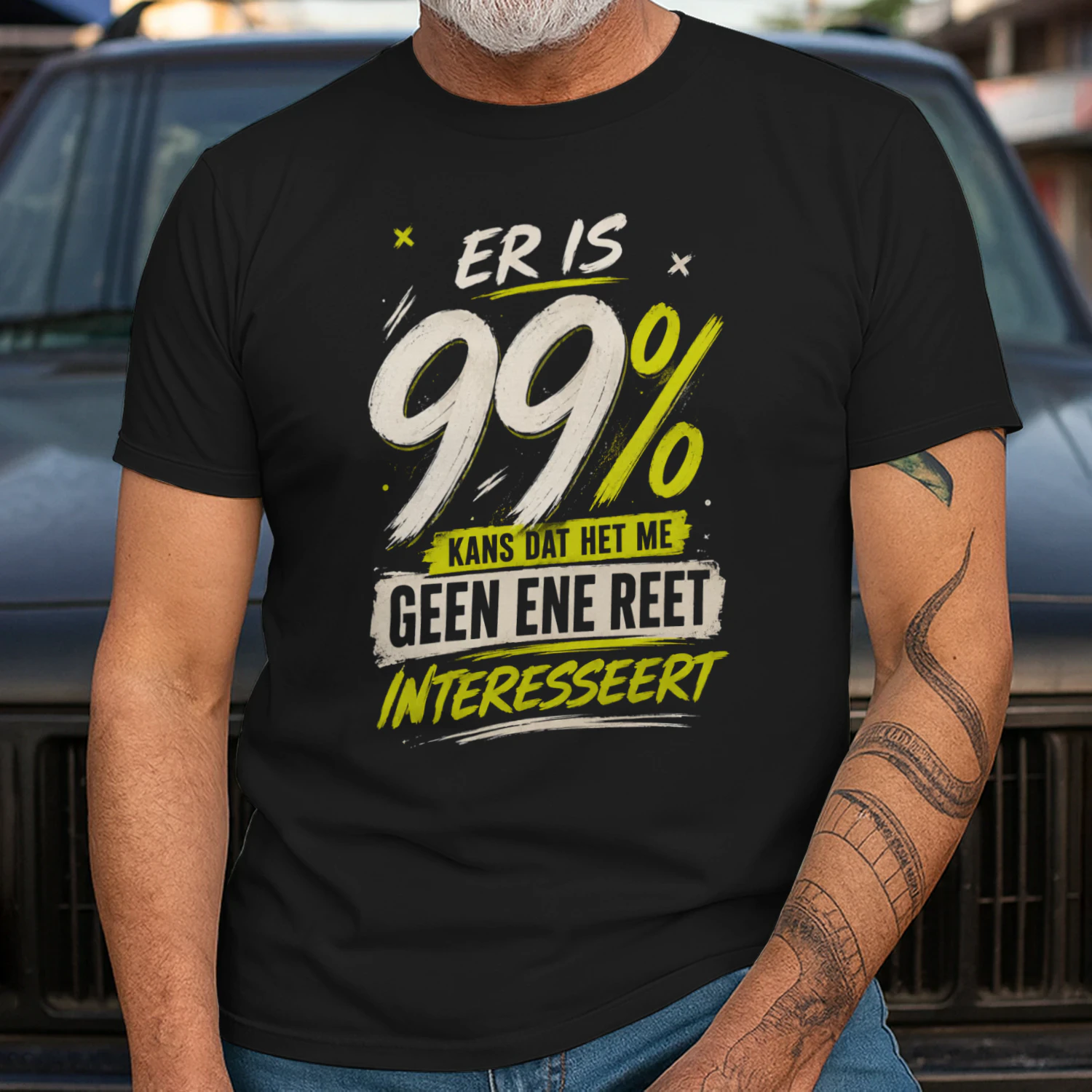 99% Kans Dat Het Me Geen Ene Reet Interesseert – Sarcastisch Dutch Humor T-Shirt