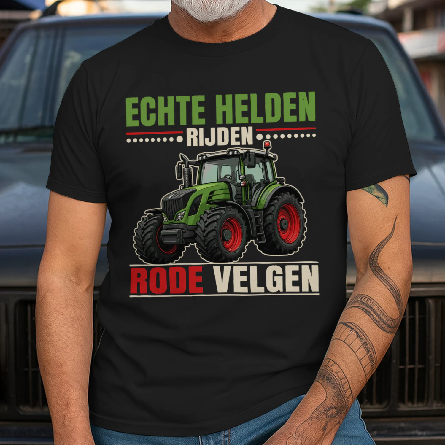 Echte Helden Rijden Rode Velgen T-Shirt – Tractor Shirt voor Boeren en Tractorliefhebbers