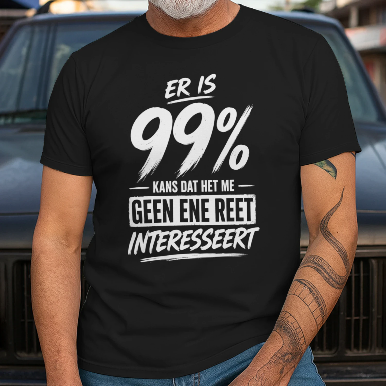 99% Kans Dat Het Me Geen Ene Reet Interesseert – Sarcastisch Dutch Humor T-Shirt