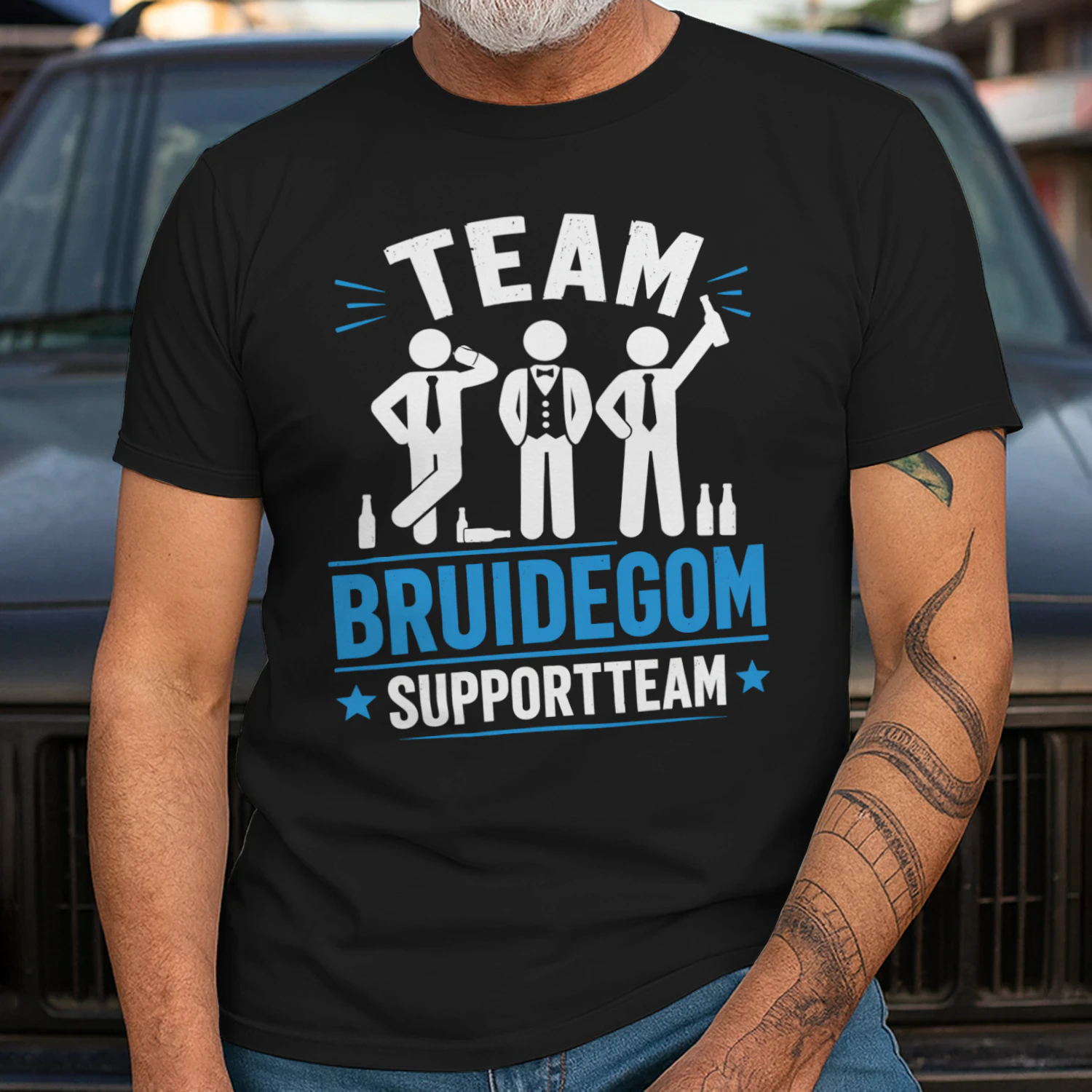 Team Bruidegom Supportteam T-Shirt – Grappig Vrijgezellenfeest Shirt voor Vriendengroep