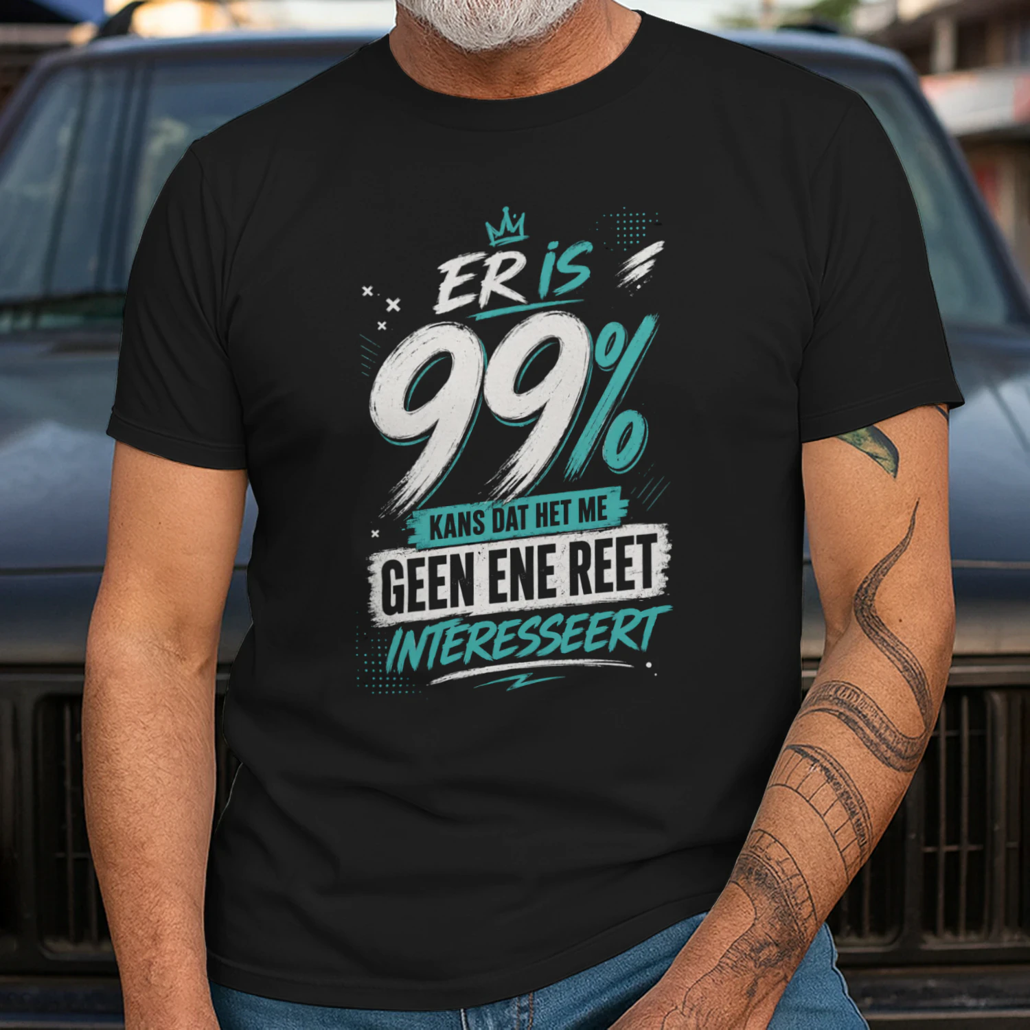 99% Kans Dat Het Me Geen Ene Reet Interesseert – Sarcastisch Dutch Humor T-Shirt