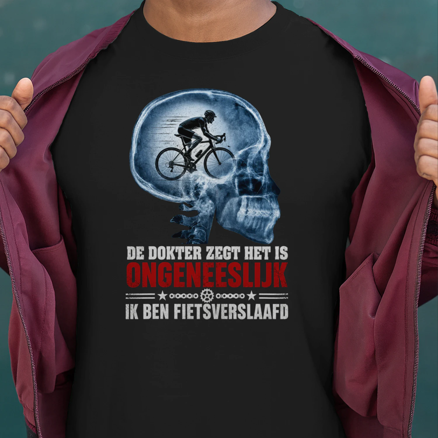 Fietsverslaafd T-Shirt – De Dokter Zegt Het Is Ongeneeslijk | Cadeau voor Wielrenners