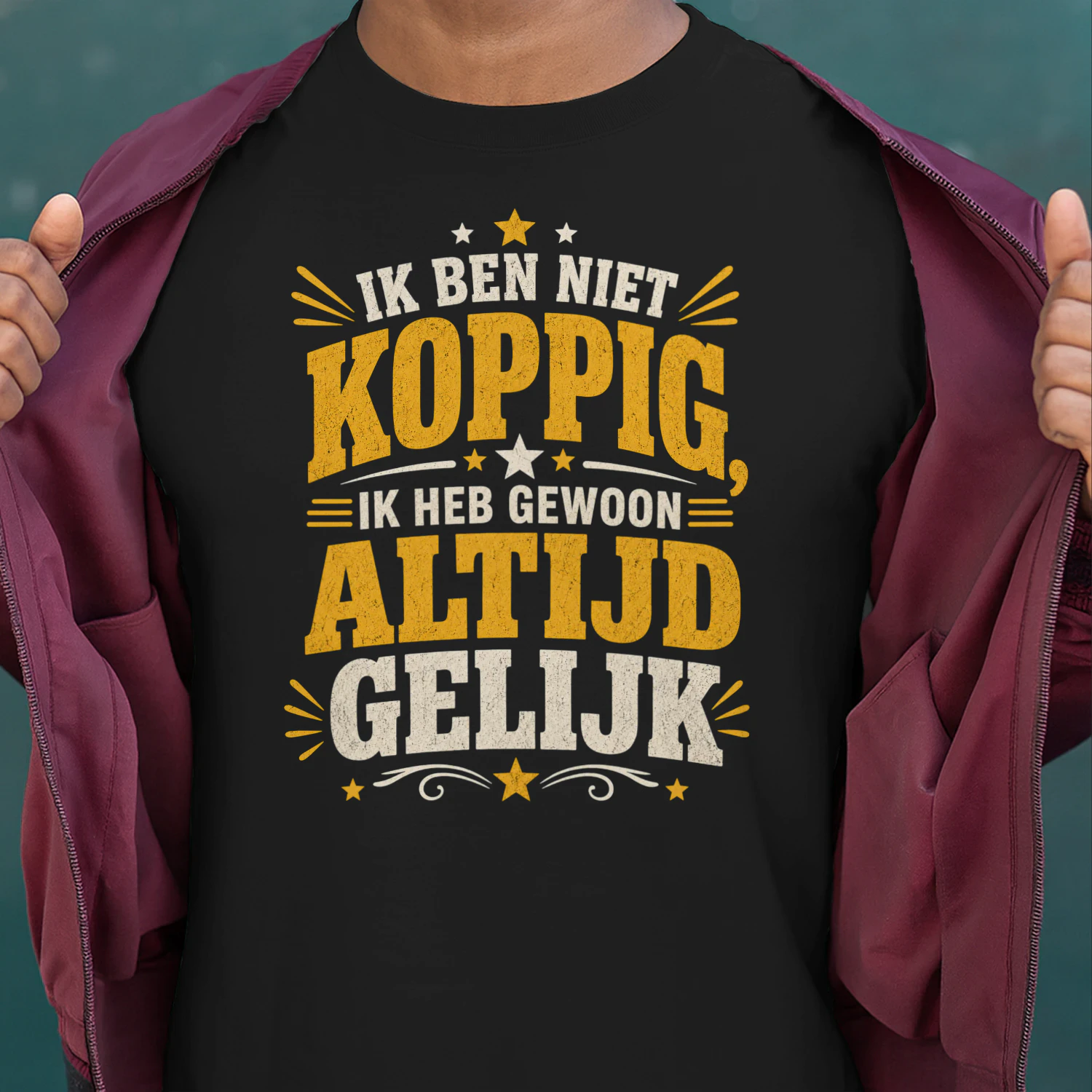 Ik Ben Niet Koppig, Ik Heb Gewoon Altijd Gelijk | Grappig Nederlands T-Shirt