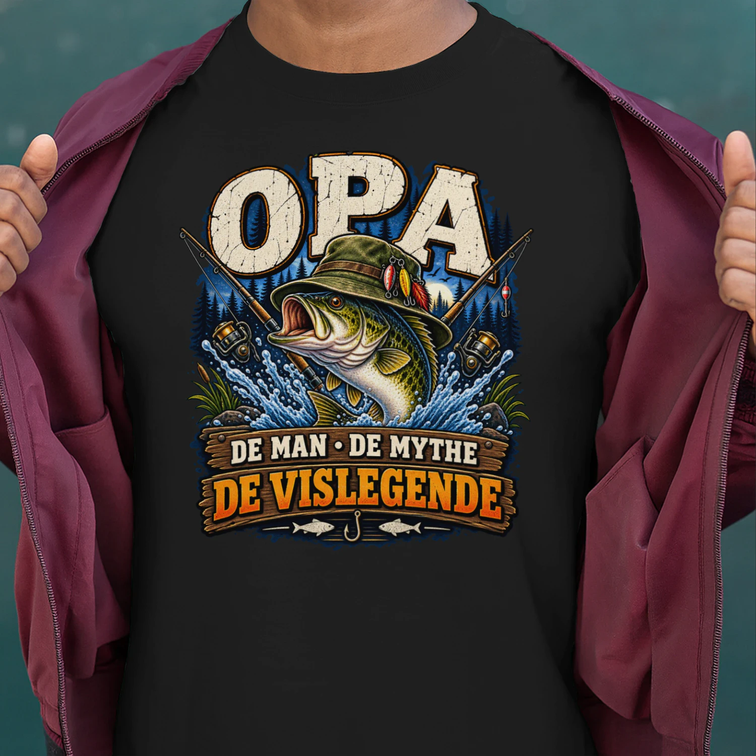 Opa - De Man, De Legende, De Vislegende T-shirt 🎣