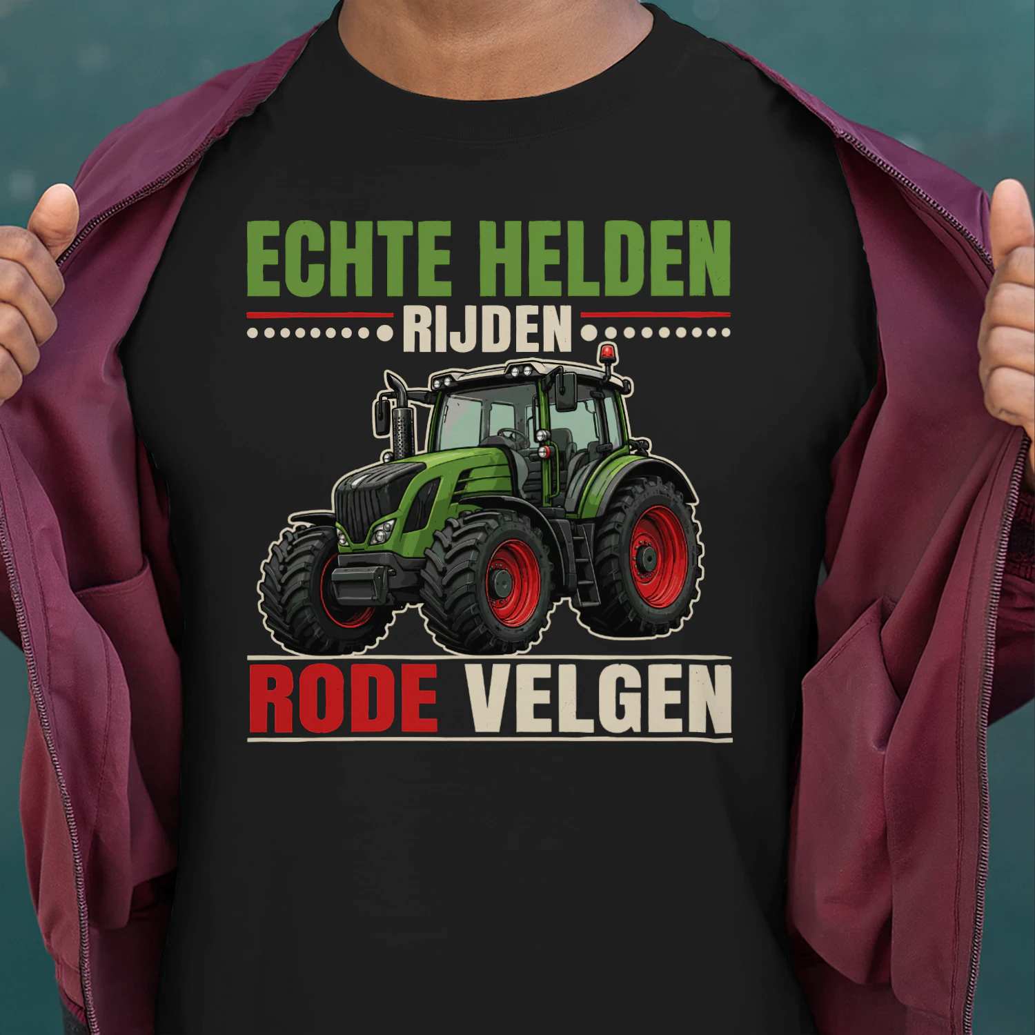 Echte Helden Rijden Rode Velgen T-Shirt – Tractor Shirt voor Boeren en Tractorliefhebbers