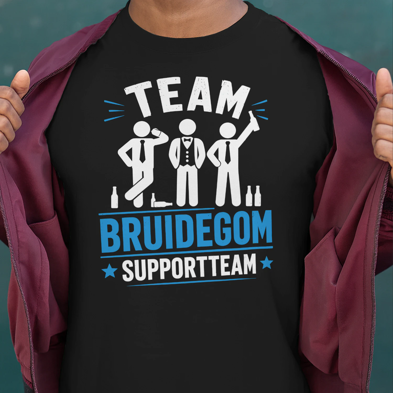 Team Bruidegom Supportteam T-Shirt – Grappig Vrijgezellenfeest Shirt voor Vriendengroep