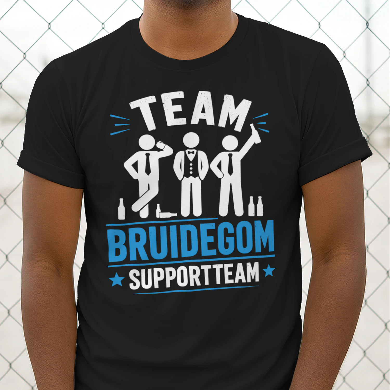 Team Bruidegom Supportteam T-Shirt – Grappig Vrijgezellenfeest Shirt voor Vriendengroep