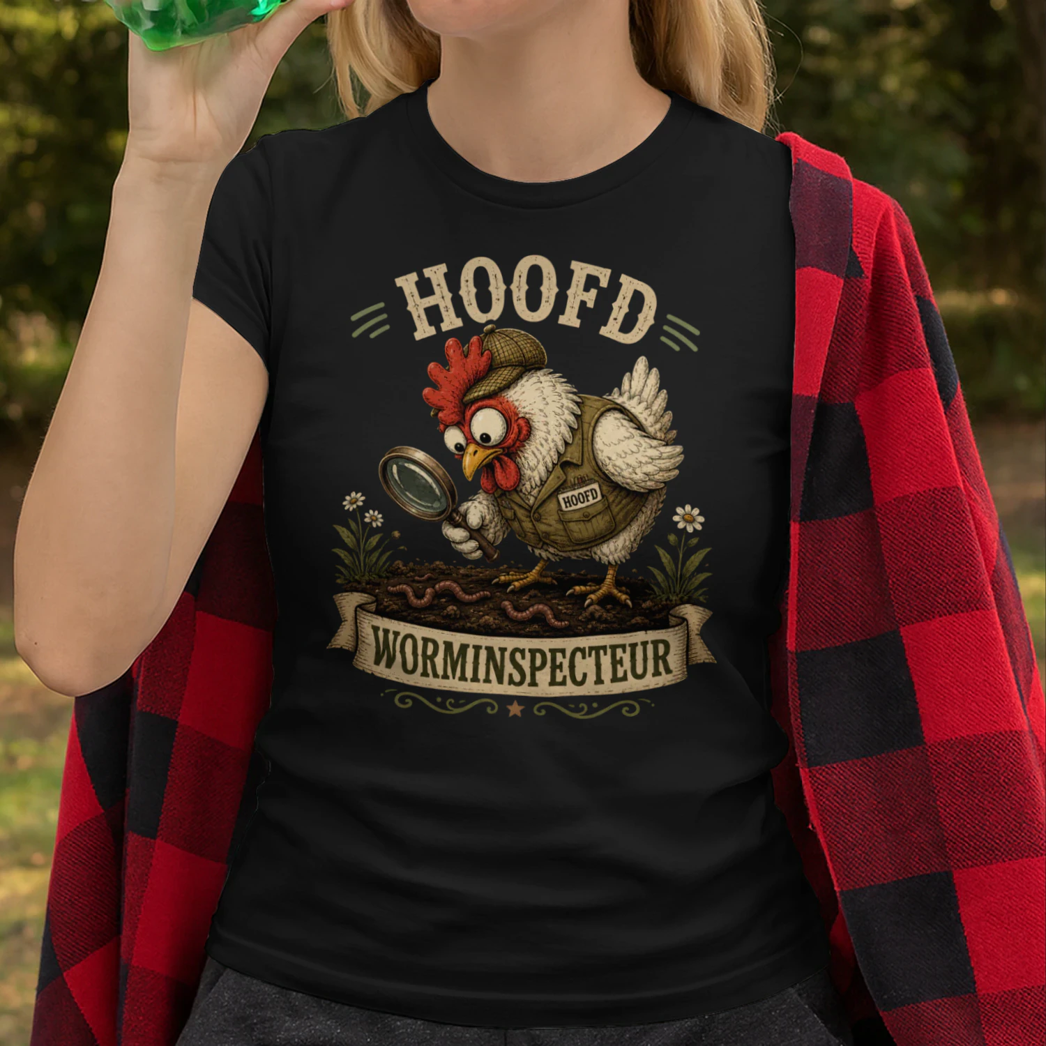 Hoofd Worminspecteur – Grappig Kip T-Shirt voor Tuinliefhebbers