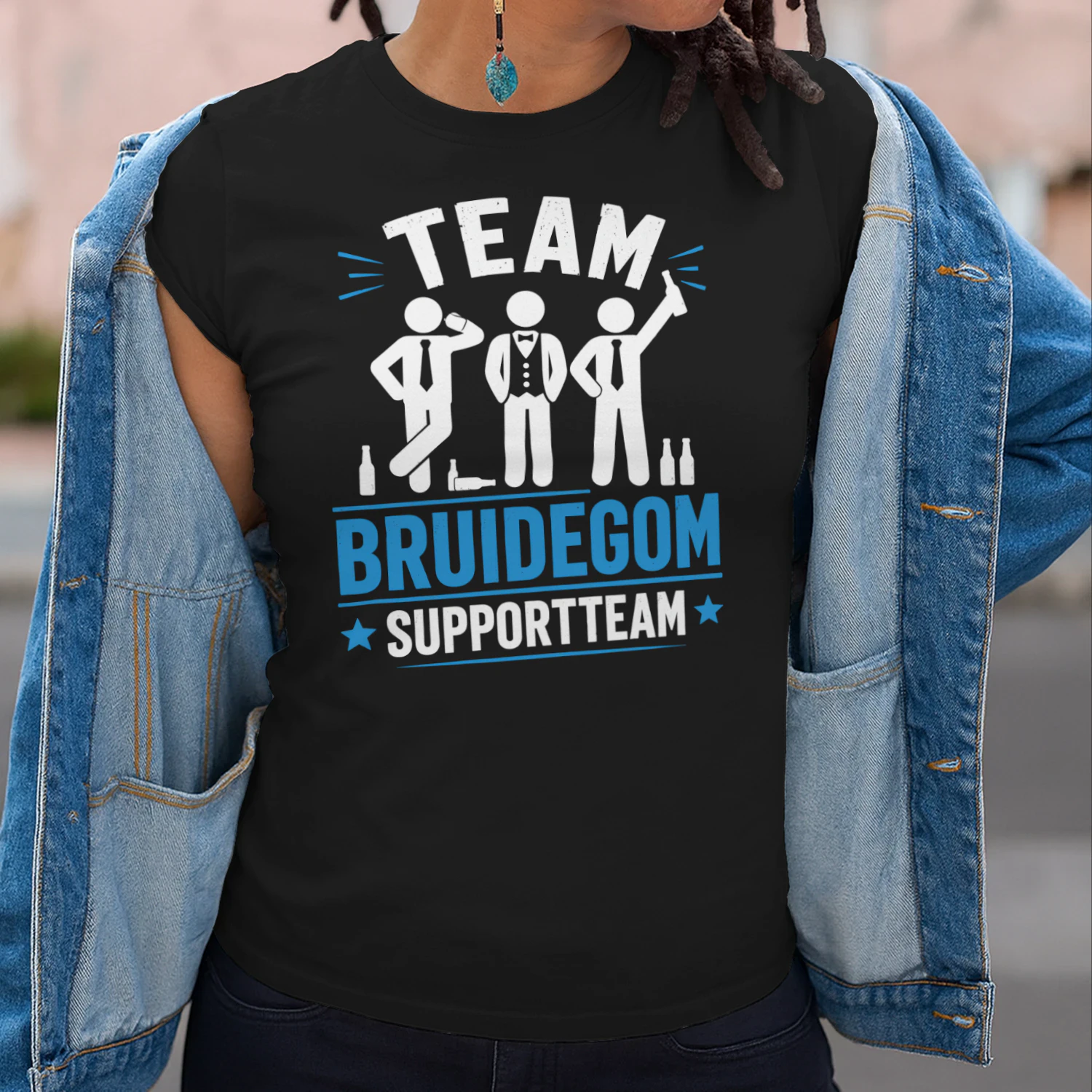 Team Bruidegom Supportteam T-Shirt – Grappig Vrijgezellenfeest Shirt voor Vriendengroep