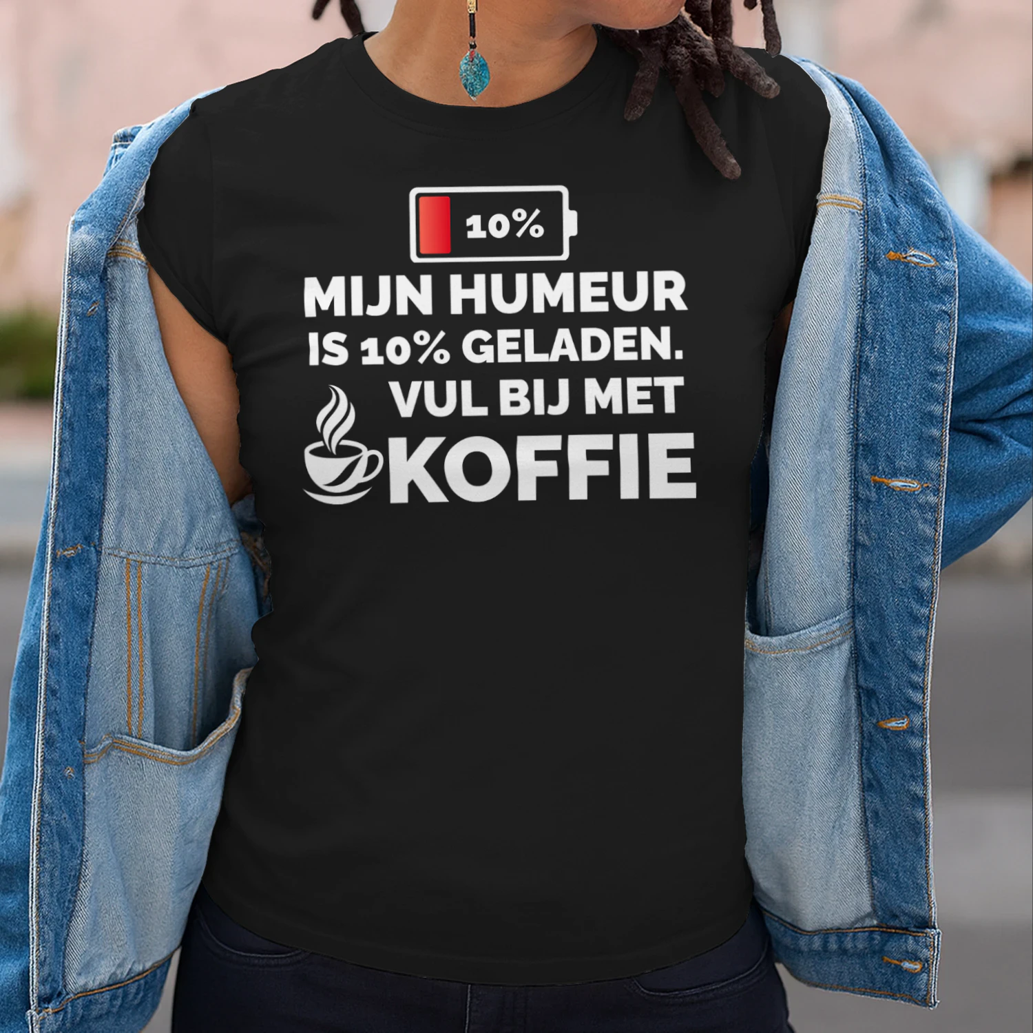Mijn Humeur Is 10% Geladen – Koffie T-Shirt