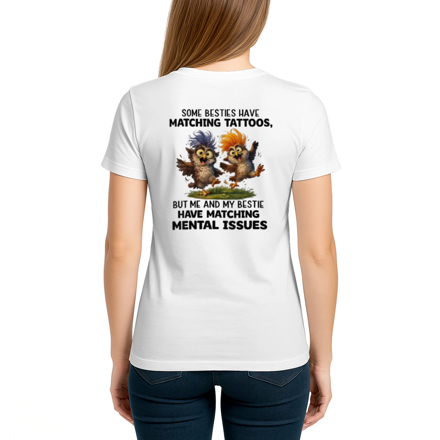 Besties Matching Mental Issues Funny Best Friend Owl Classic Unisex T-shirt