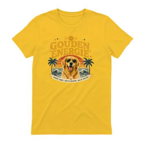 Vintage Golden Retriever T-shirt _ Goede vibes voor Hondenliefhebbers
