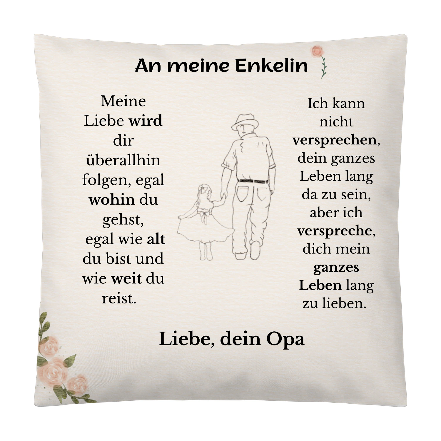 Personalisierbares Kissen für Enkelin – Liebe von Opa ❤️