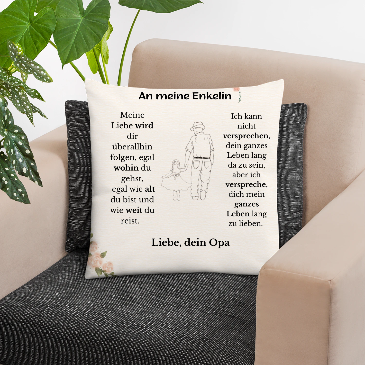 Personalisierbares Kissen für Enkelin – Liebe von Opa ❤️