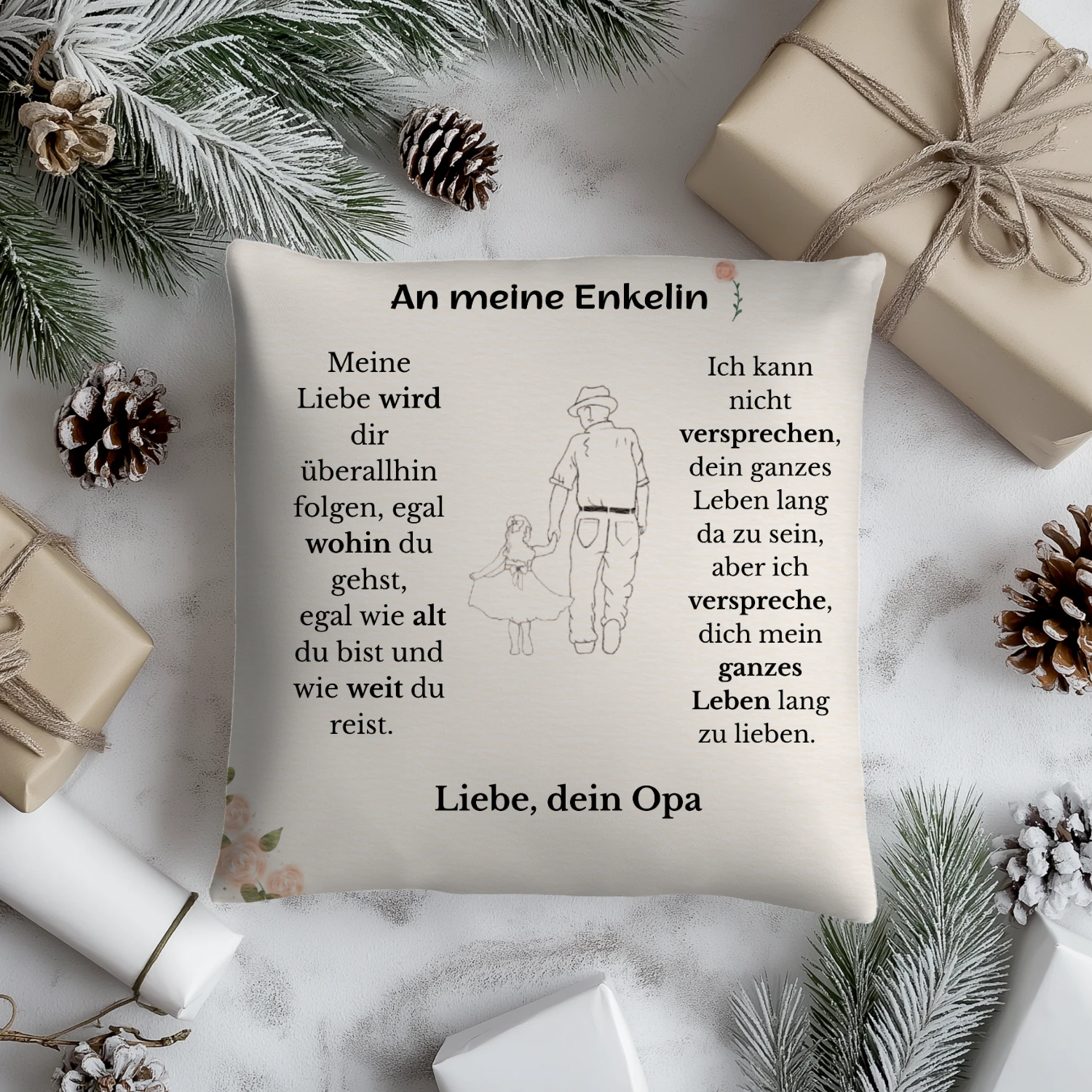 Personalisierbares Kissen für Enkelin – Liebe von Opa ❤️