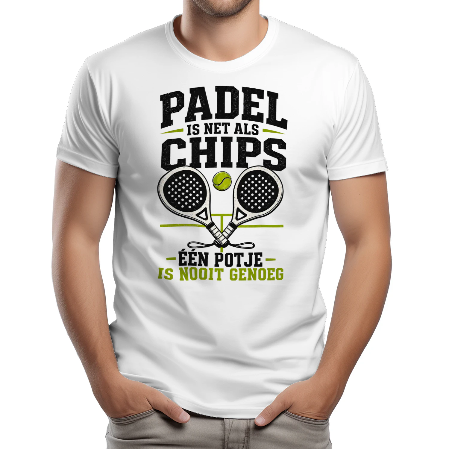 PADEL IS NET ALS CHIPS ÉÉN POTJE IS NOOIT GENOEG - Classic unisex t-shirt
