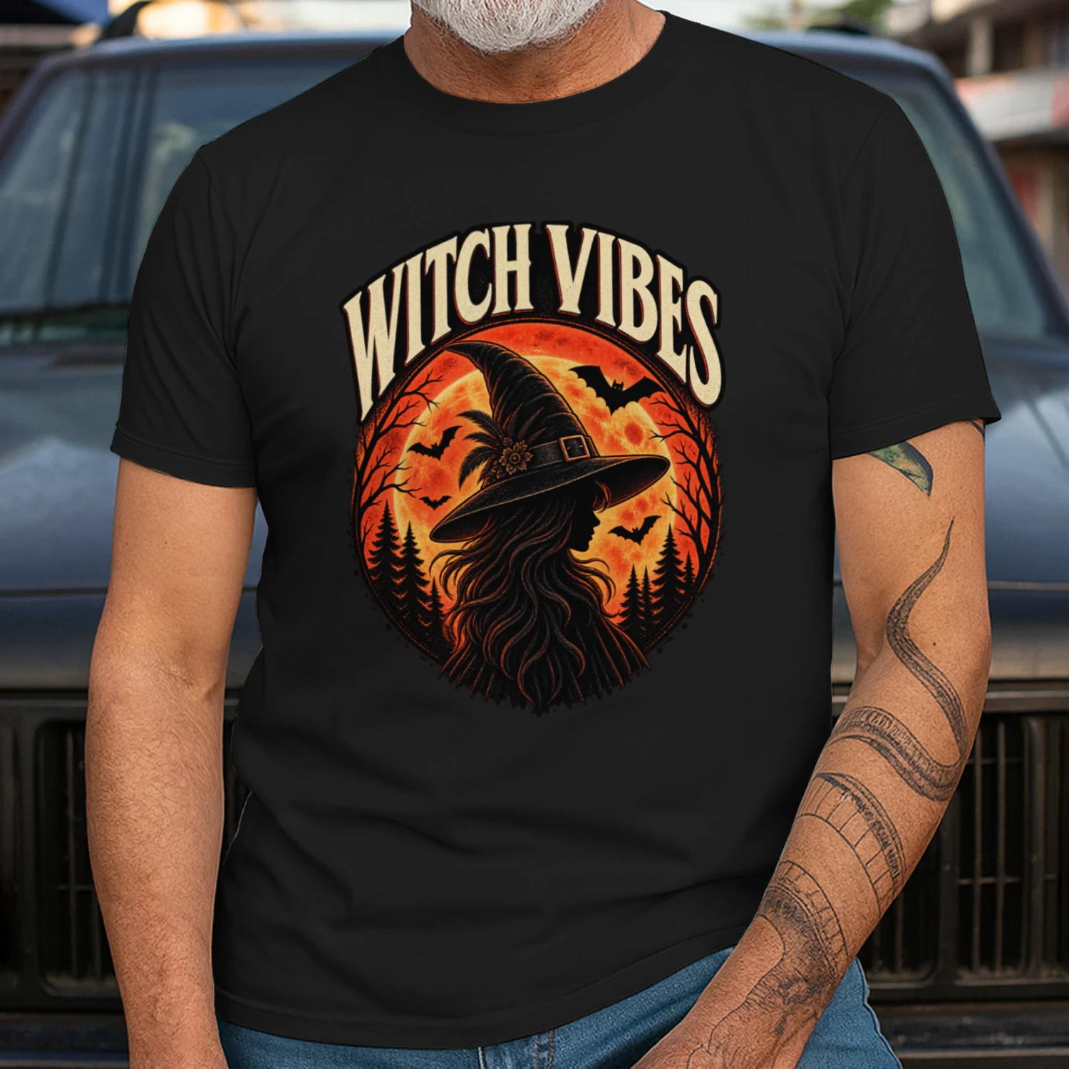 Witch Vibes Vintage Halloween Shirt for Adults – Spooky Witch Horror Design